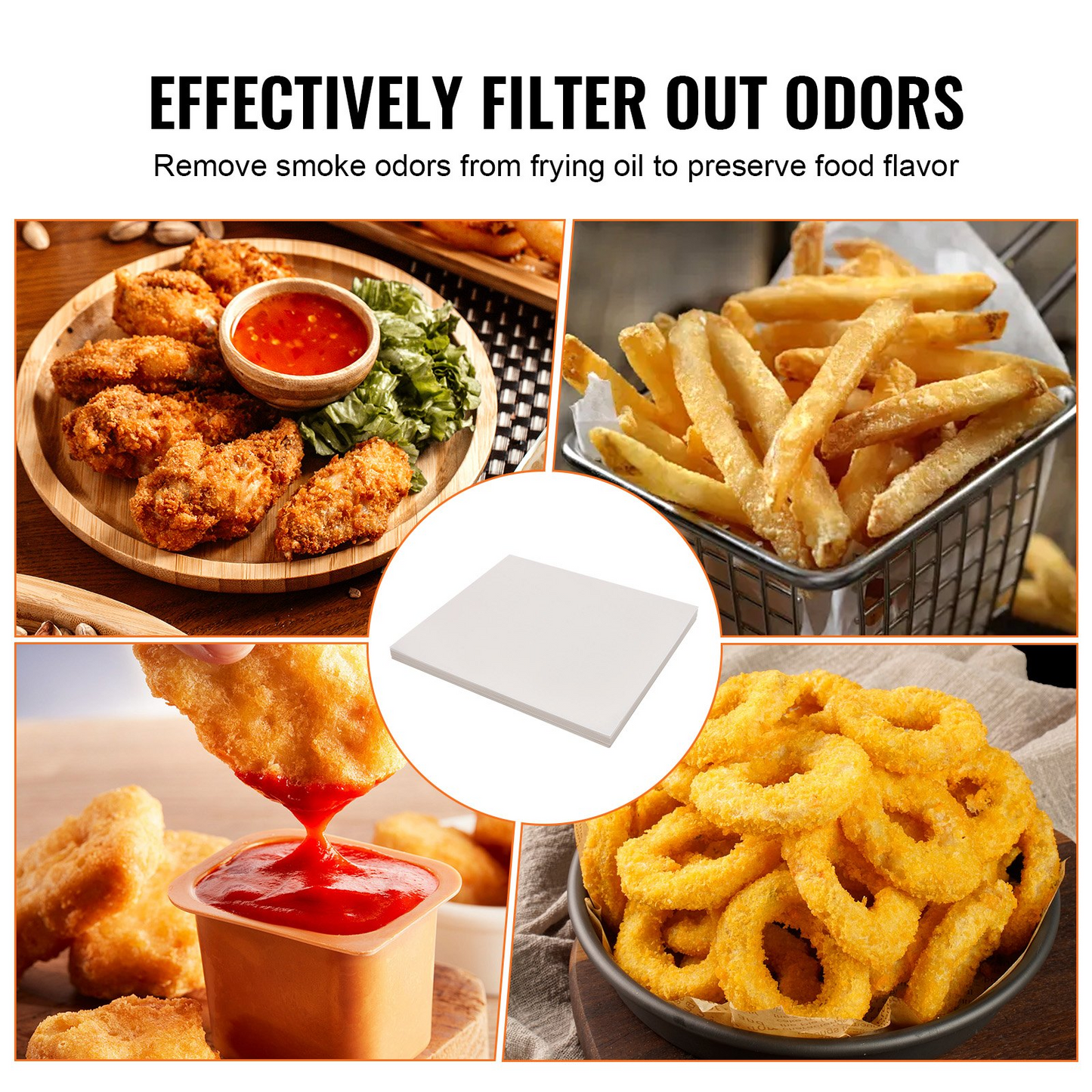 VEVOR Fryer Filter Paper, 100 Sheets, 19.3" x 16.1", Replacement Deep Fryer Filter Sheets for 18L/38L Commercial Mobile Fryer Filter Machine, for Restaurant, Fast Food Shop, Carnival Concession Stand