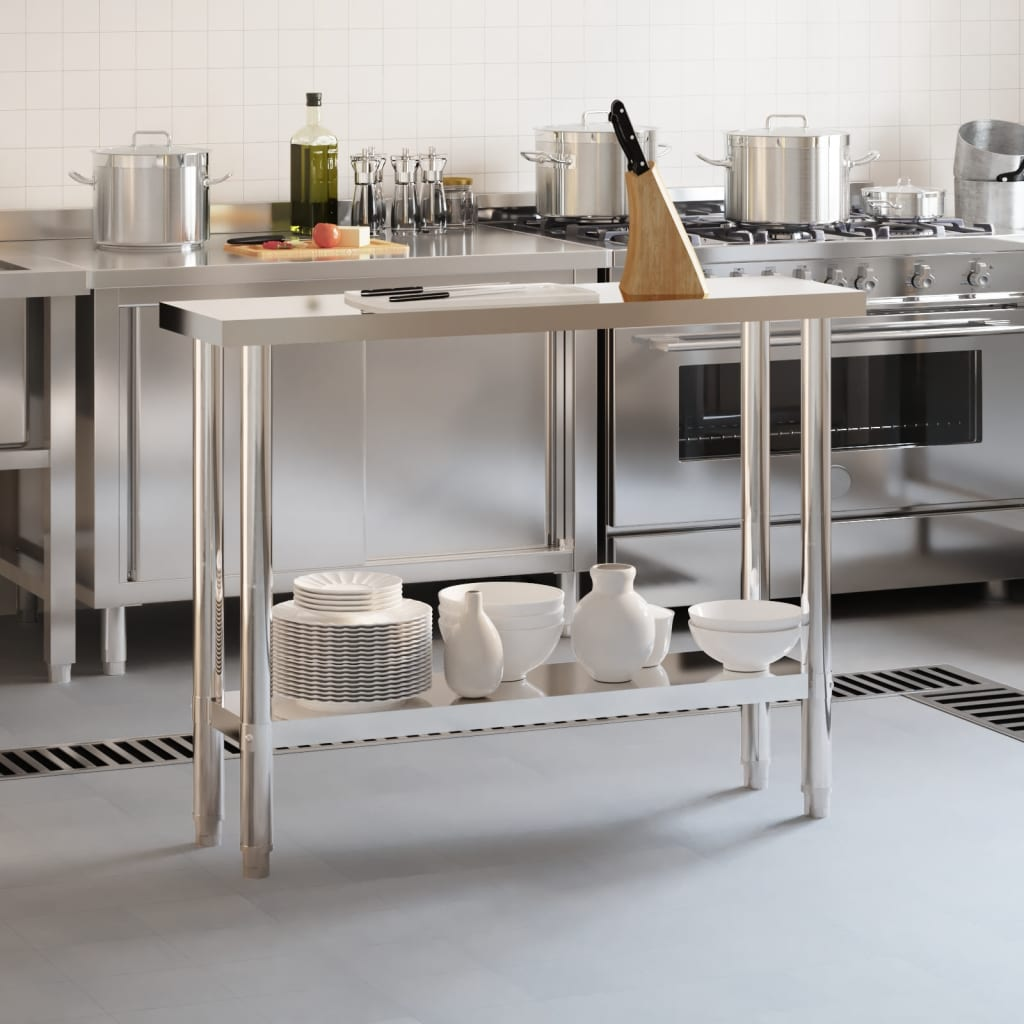 vidaXL Kitchen Work Table 43.3"x11.8"x33.5" Stainless Steel