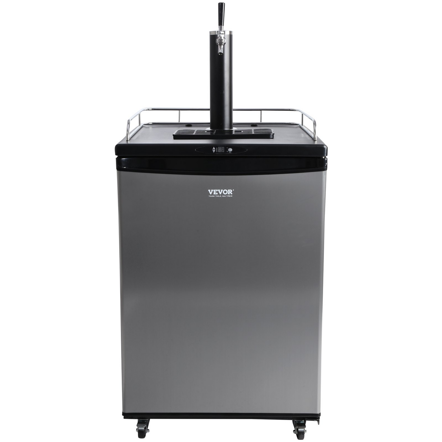 VEVOR Beer Kegerator, Single Tap Draft Beer Dispenser, Full Size Keg Refrigerator With Shelves, CO2 Cylinder, Drip Tray & Rail, 32°F- 75.2°F Temperature Control, Holds 1/6, 1/4, 1/2 Barrels, Black