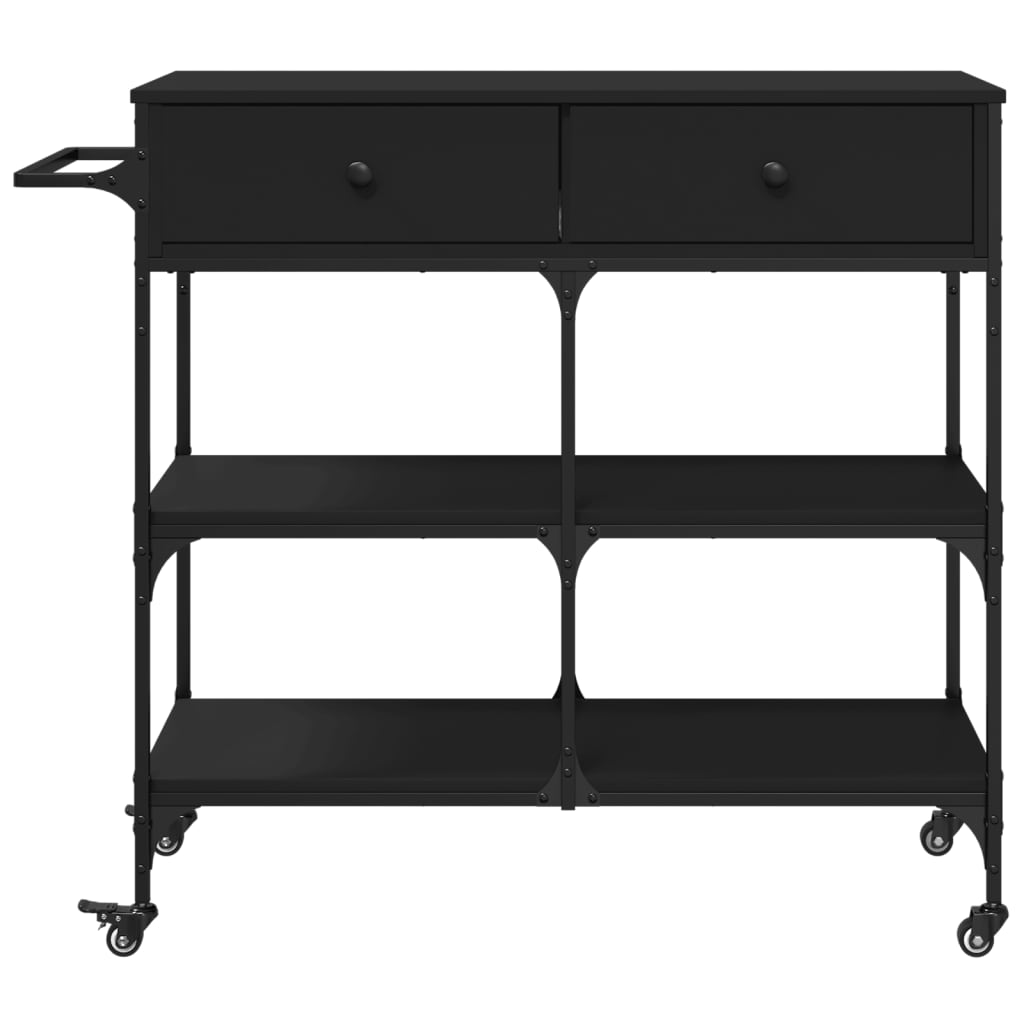 vidaXL Kitchen Trolley Black 41.3"x16.5"x37.4" Engineered Wood