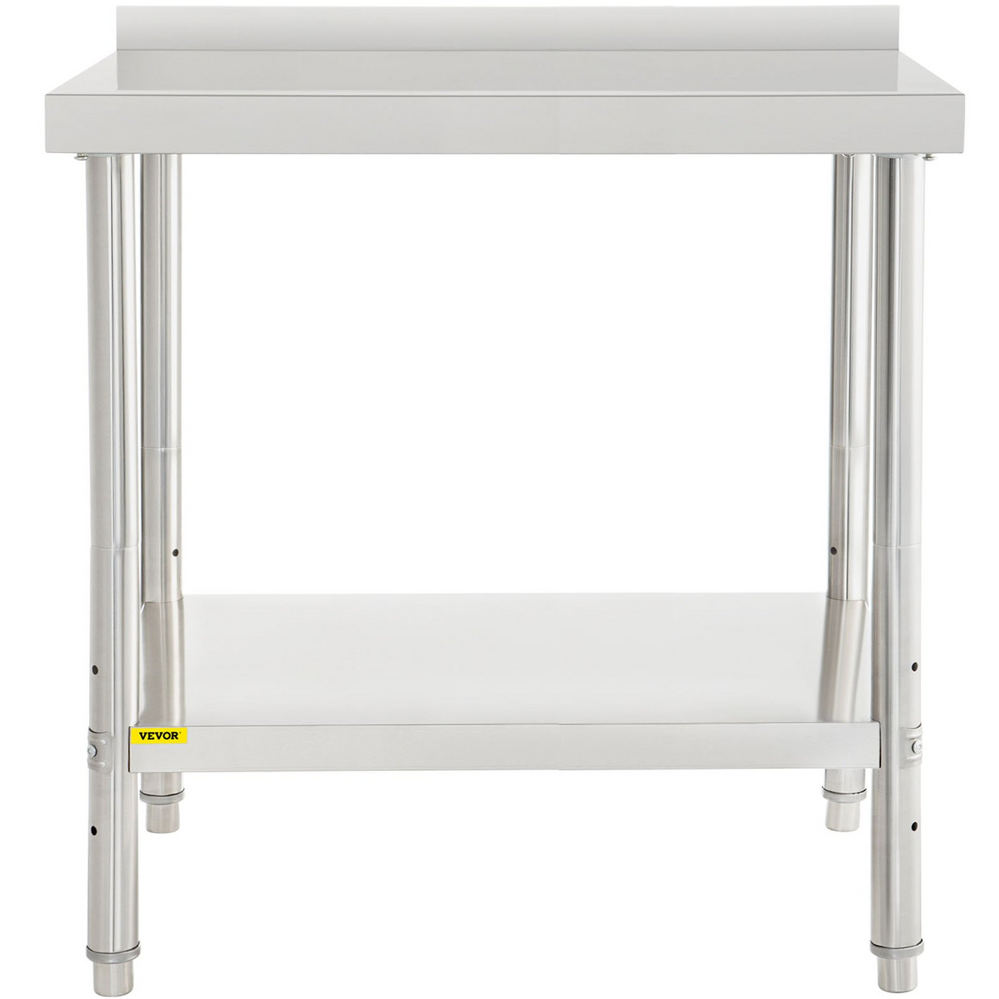 VEVOR Stainless Steel Prep Table, 36 x 24 x 35 Inch, 440lbs Load Capacity Heavy Duty Metal Worktable with Backsplash and Adjustable Undershelf, Commercial Workstation for Kitchen Restaurant
