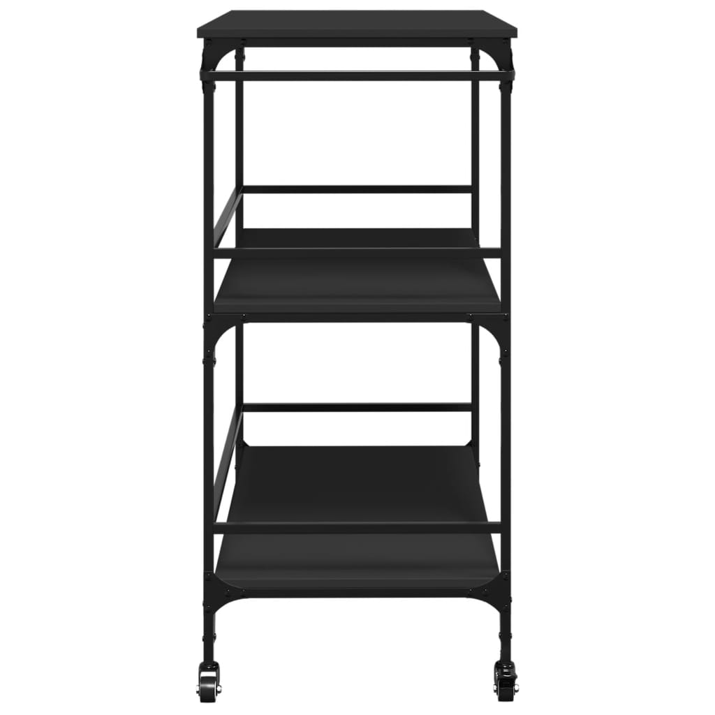 vidaXL Kitchen Trolley Black 39.6"x19.7"x41.3" Engineered Wood