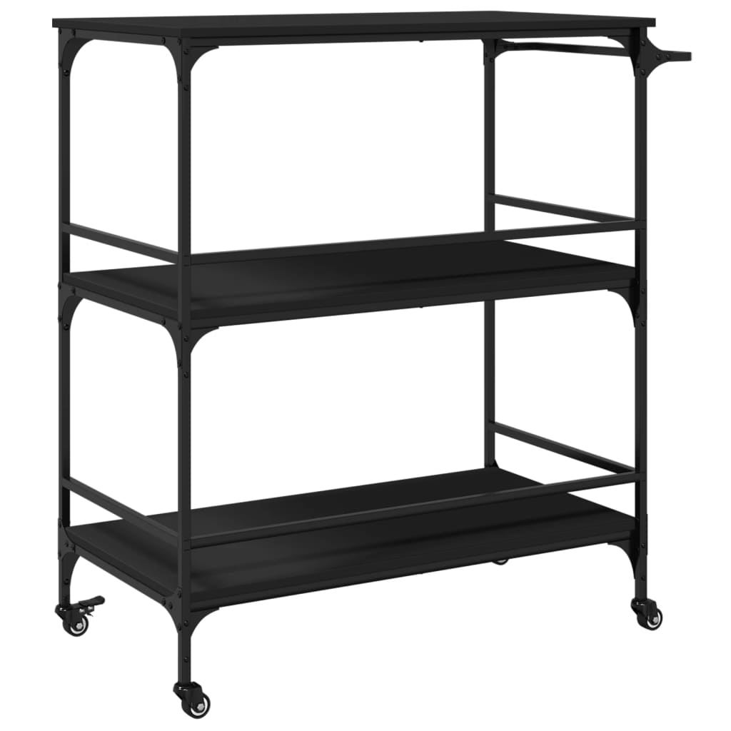 vidaXL Kitchen Trolley Black 39.6"x19.7"x41.3" Engineered Wood