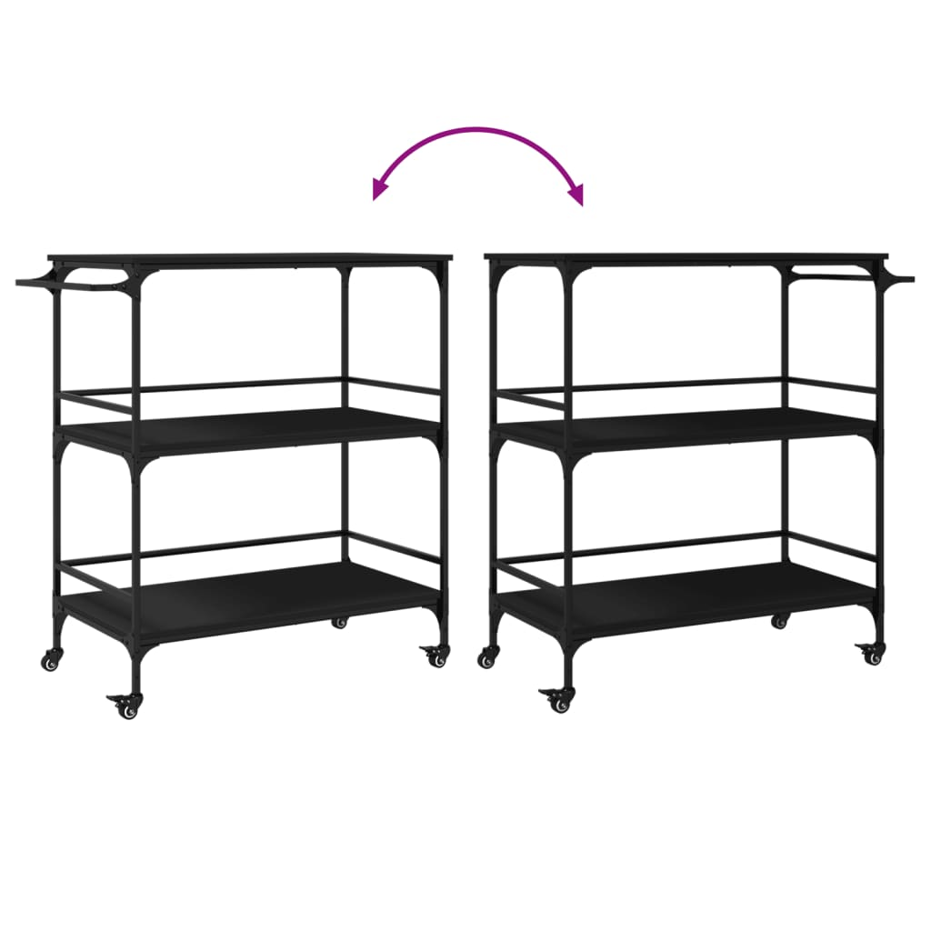 vidaXL Kitchen Trolley Black 39.6"x19.7"x41.3" Engineered Wood