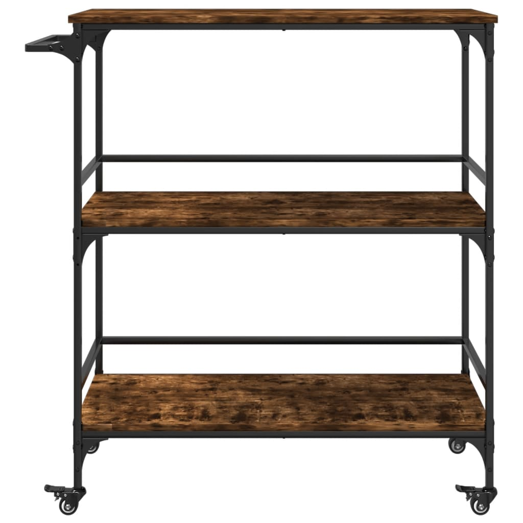vidaXL Kitchen Trolley Smoked Oak 39.6"x19.7"x41.3" Engineered Wood
