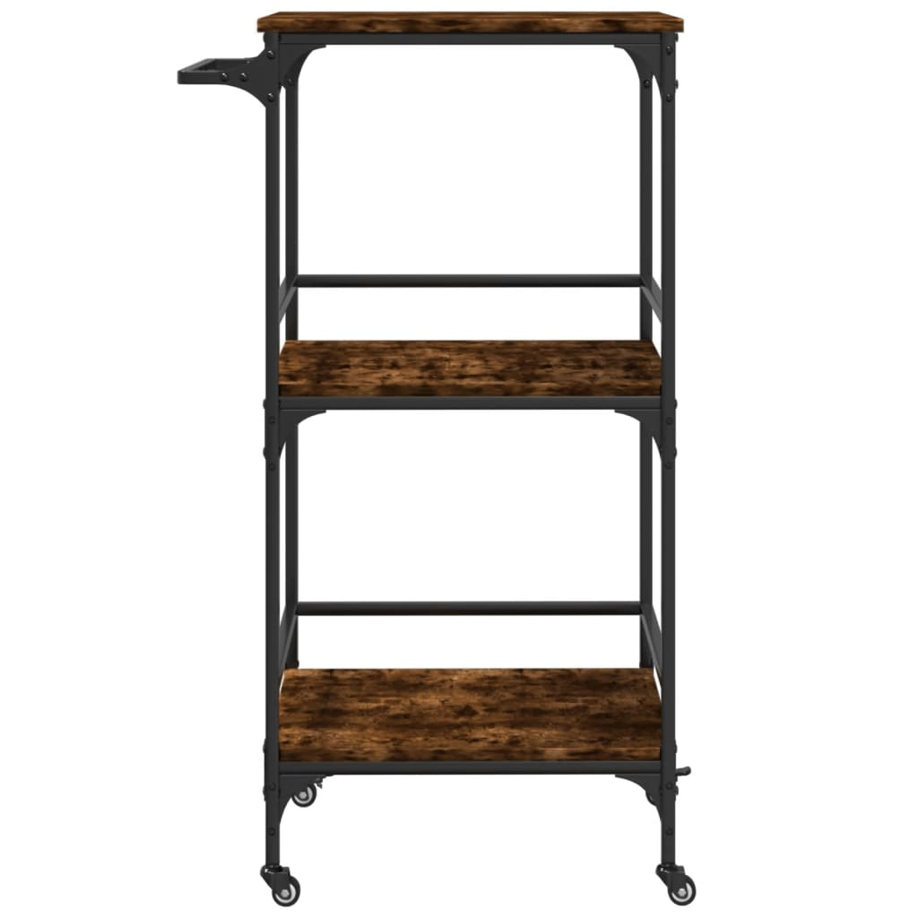 vidaXL Kitchen Trolley Smoked Oak 23.8"x19.7"x41.3" Engineered Wood