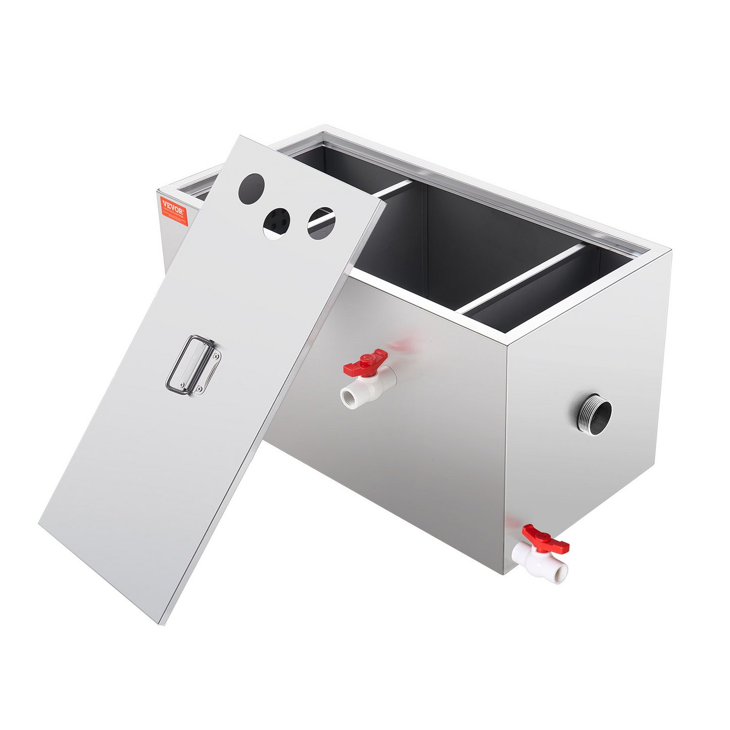 VEVOR Commercial Grease Trap, 25 LBS Grease Interceptor, Top Inlet Interceptor, Under Sink Stainless Steel Grease Trap, 6.4 GPM Waste Water Oil-water Separator, for Restaurant Canteen Home Kitchen