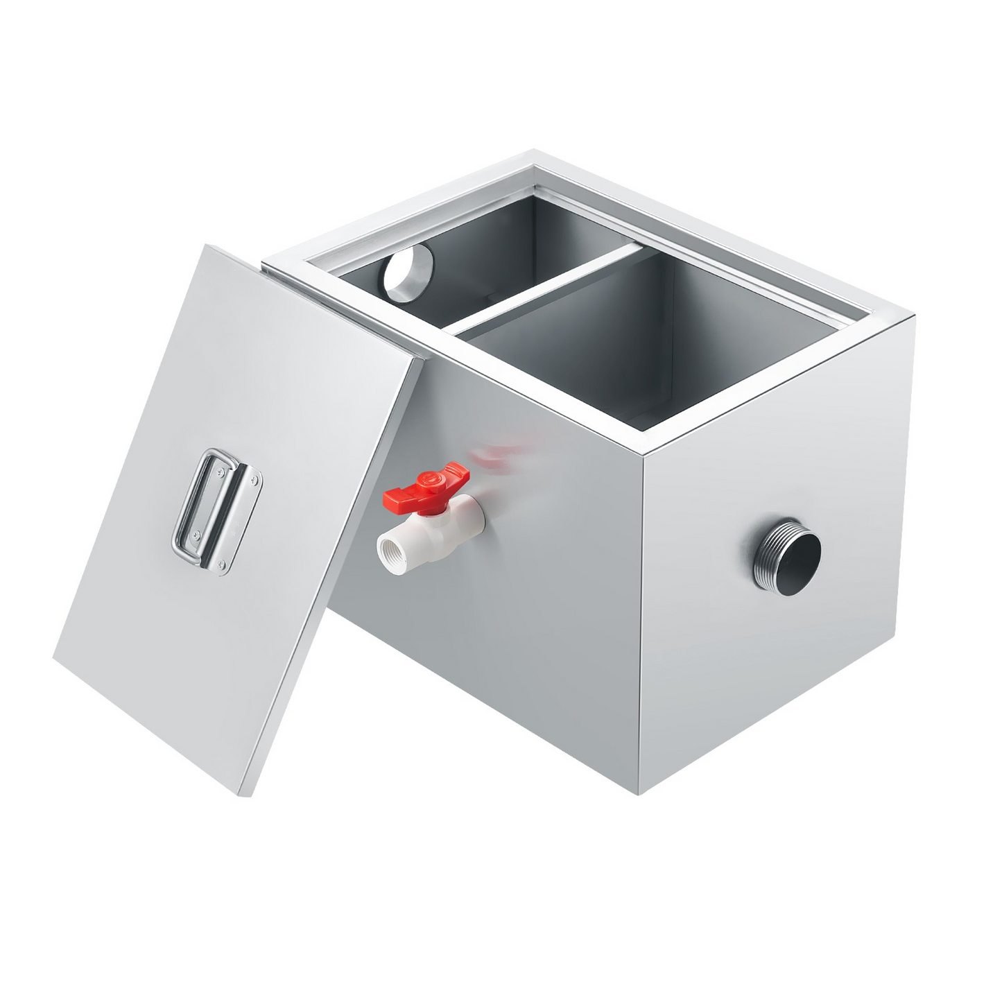 VEVOR Commercial Grease Trap, 8 LBS Grease Interceptor, Side Inlet Interceptor, Under Sink Stainless Steel Grease Trap, 2.8 GPM Waste Water Oil-water Separator, for Restaurant Canteen Home Kitchen