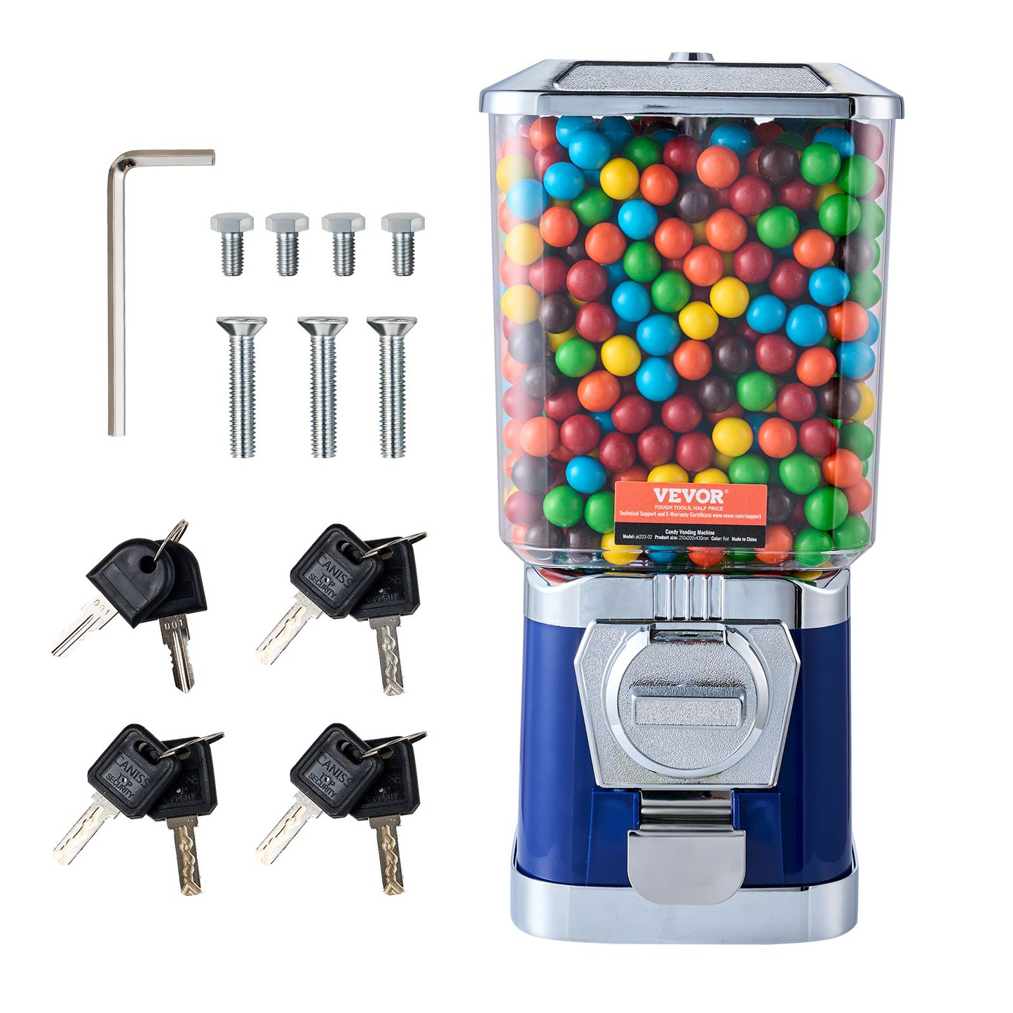 VEVOR 17"H Gumball Machine Vending Coin Bank Vintage Candy Dispenser PC Bule