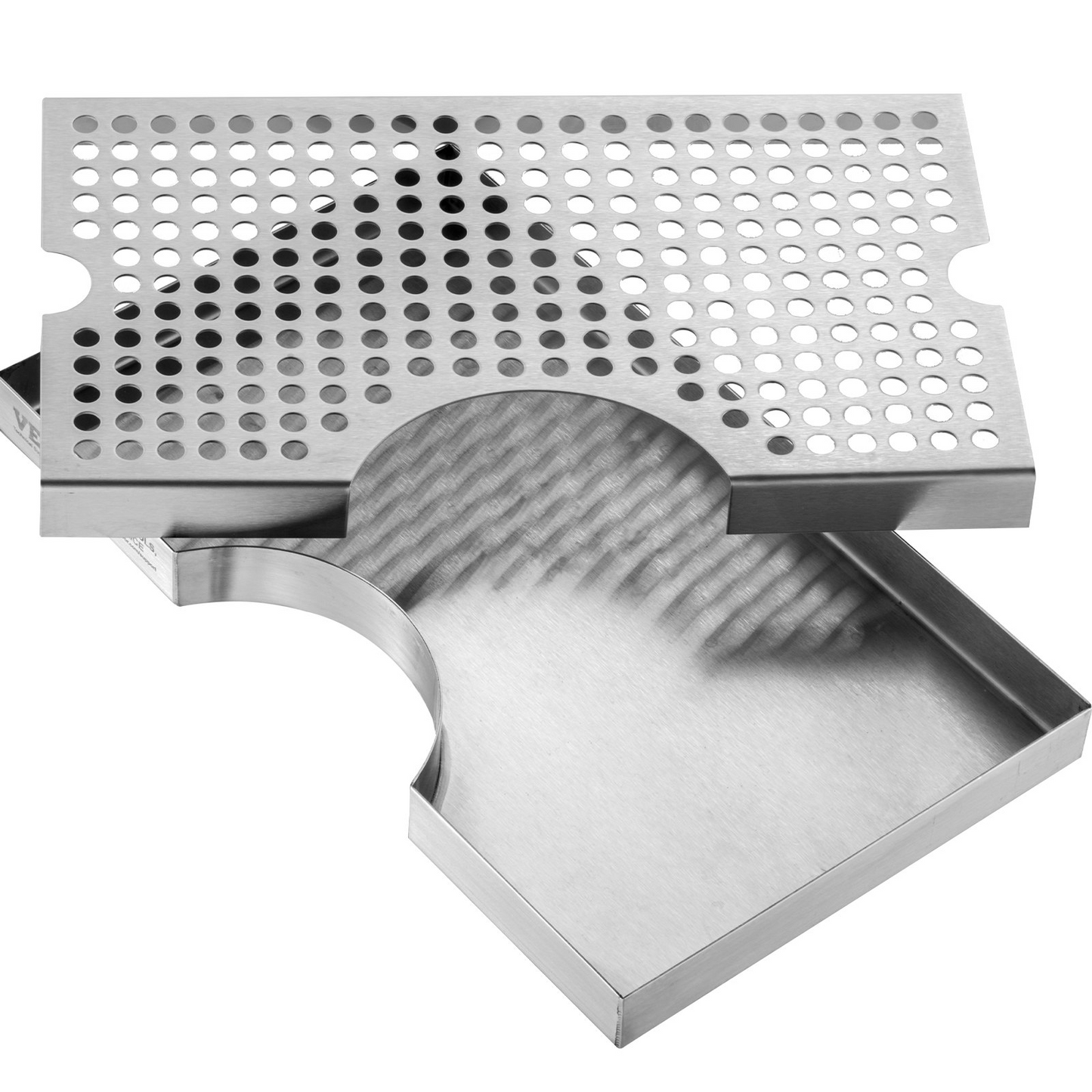 VEVOR Kegerator Beer Drip Tray, 304 Stainless Steel Keg Drip Trays with 4 Non-Slip Rubber Pads and Detachable Cover, Heat / Cold Resistant Beer Tower Drip Pan for Bar Restaurant Coffee Shop Home