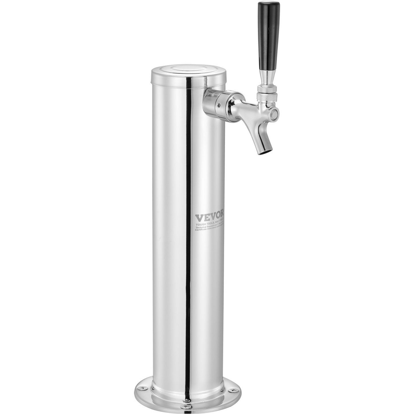 VEVOR Single Faucet Draft Beer Tower Dispenser, Stainless Steel Keg Beer Tower, Kegerator Tower Kit with Pre-Assembled Tubing and Self-Closing Faucet Shank for Party, Bar, Pub, Restaurant