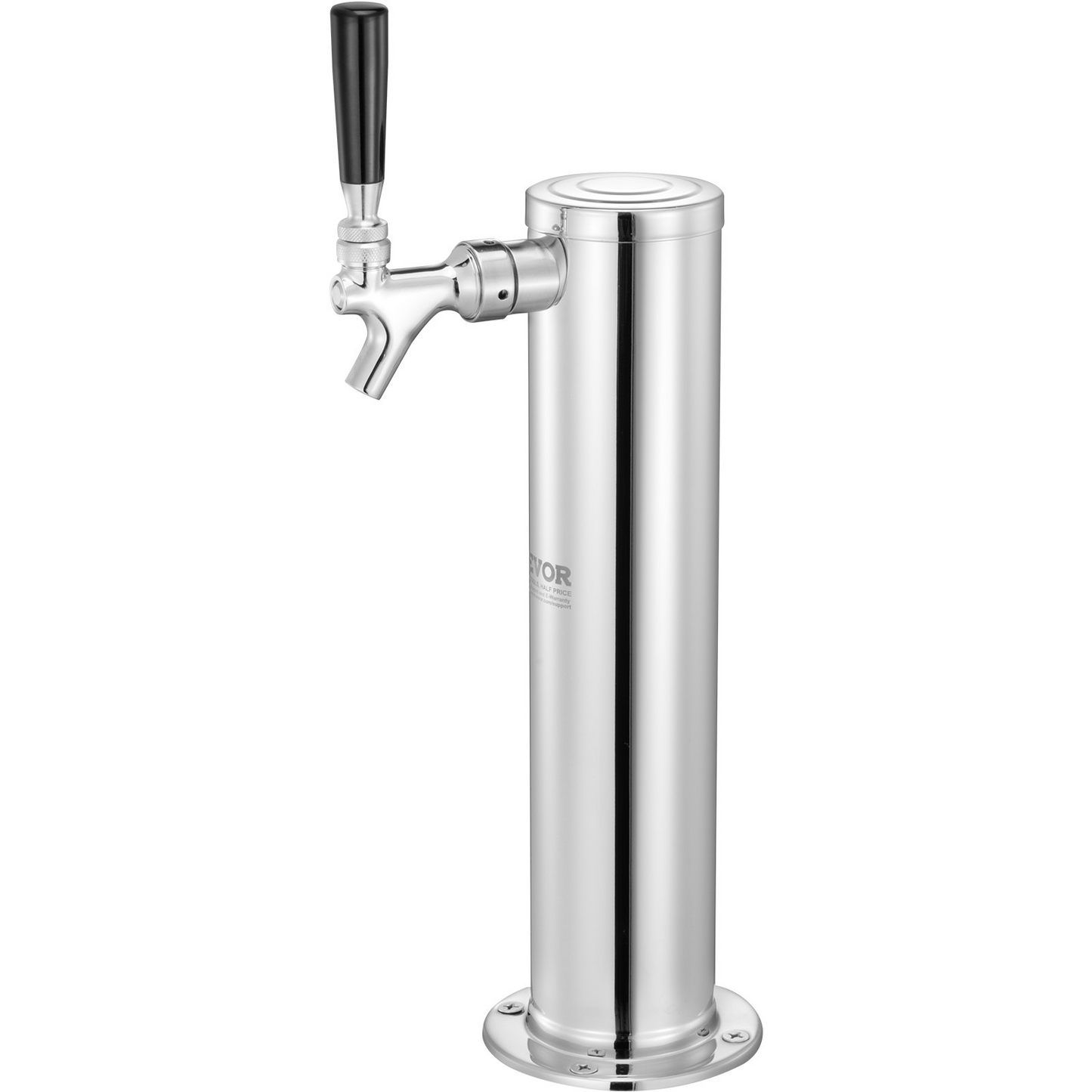 VEVOR Single Faucet Draft Beer Tower Dispenser, Stainless Steel Keg Beer Tower, Kegerator Tower Kit with Pre-Assembled Tubing and Self-Closing Faucet Shank for Party, Bar, Pub, Restaurant