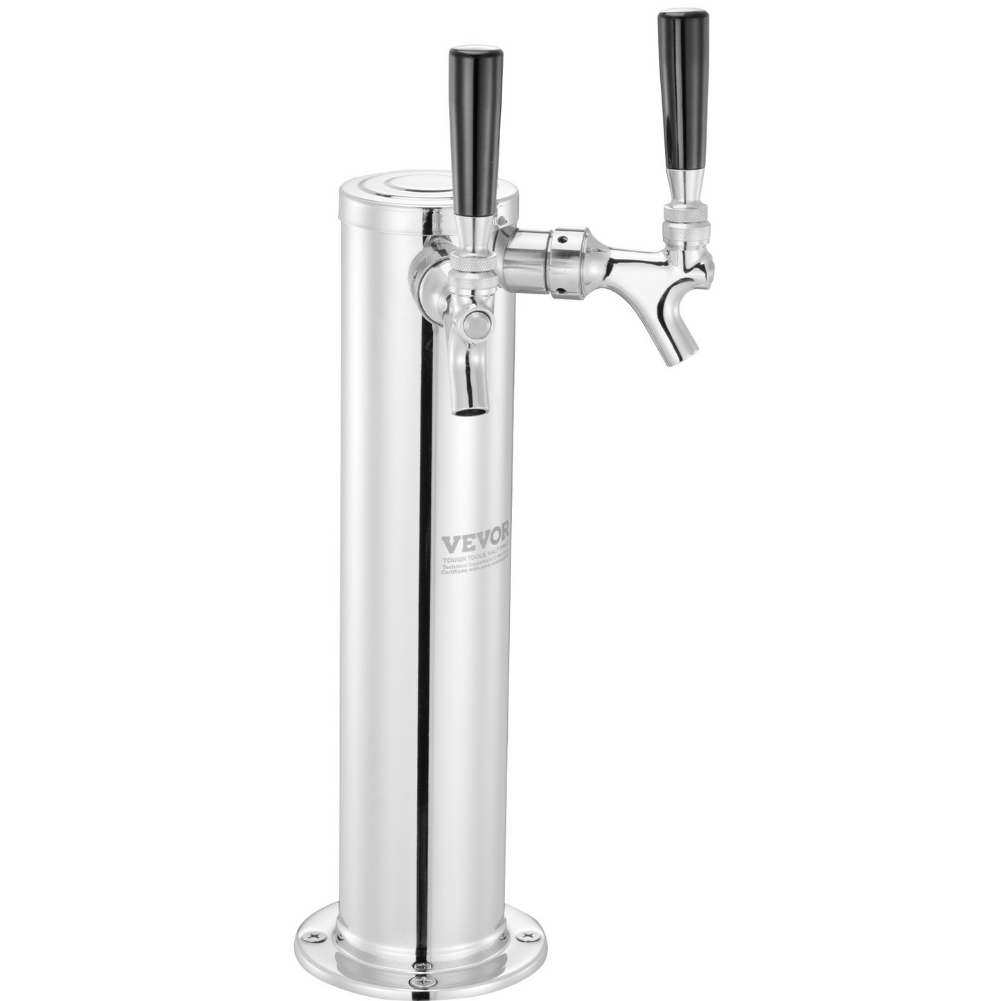VEVOR Dual Taps Draft Beer Tower Dispenser, Stainless Steel Keg Beer Tower, Kegerator Tower Kit with Pre-Assembled Tubing and Self-Closing Faucet Shanks for Party, Bar, Pub, Restaurant