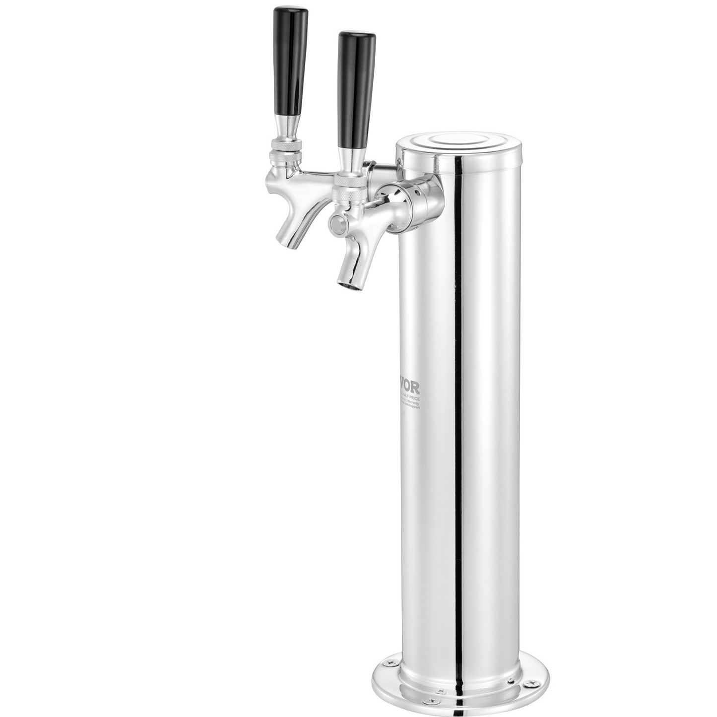 VEVOR Kegerator Tower Kit, Dual Taps Beer Conversion Kit, Stainless Steel Keg Beer Tower Dispenser with Dual Gauge CGA320 Regulator & D-System Keg Coupler, Self-Closing Spring for Party Bar Home