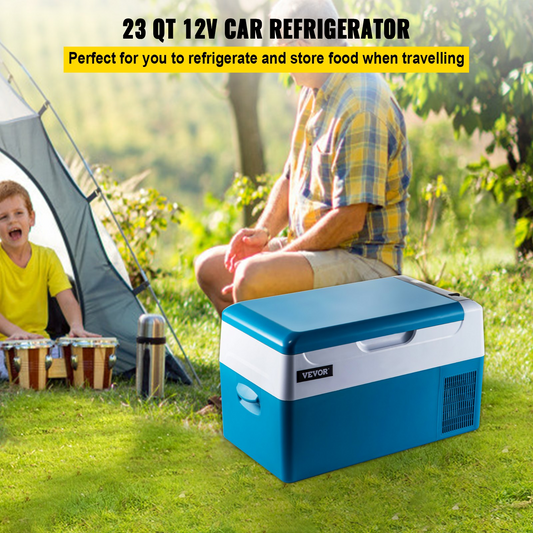 VEVOR Portable Refrigerator 23 Quart(22 Liter),12 Volt Refrigerator App Control(-4℉~68℉), Car Refrigerator Electric Compressor Cooler with 12/24v DC & 110-240v AC for Camping, Travel, Fishing, Outdoor or Home Use