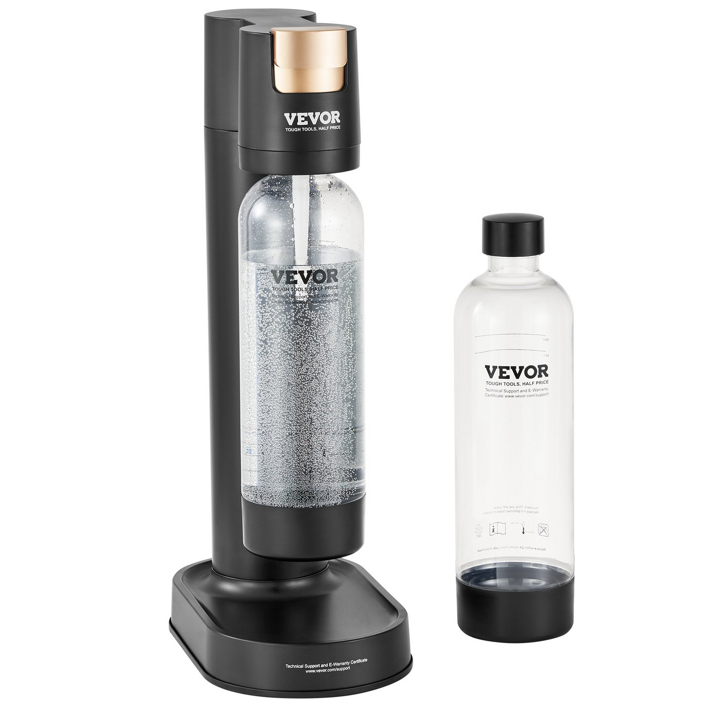 VEVOR Sparkling Water Maker, Soda Maker Machine for Home Carbonating, Seltzer Water Starter Kit with 2 BPA-free 1L PET Bottles, Compatible with Mainstream Screw-in 60L CO2 Cylinder(NOT Included) Black