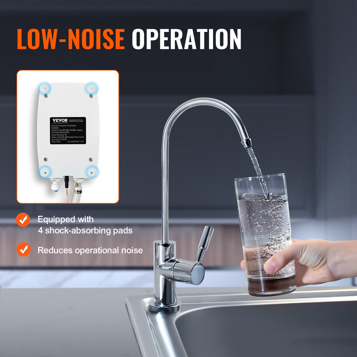 VEVOR Bottled Water Dispenser Pump System , 110V 20ft US Plug High Flow Bottled Water Pump with Single Inlet , Water Dispenser Pump Compatible Use with Coffee/Tea Machines, Ice Makers