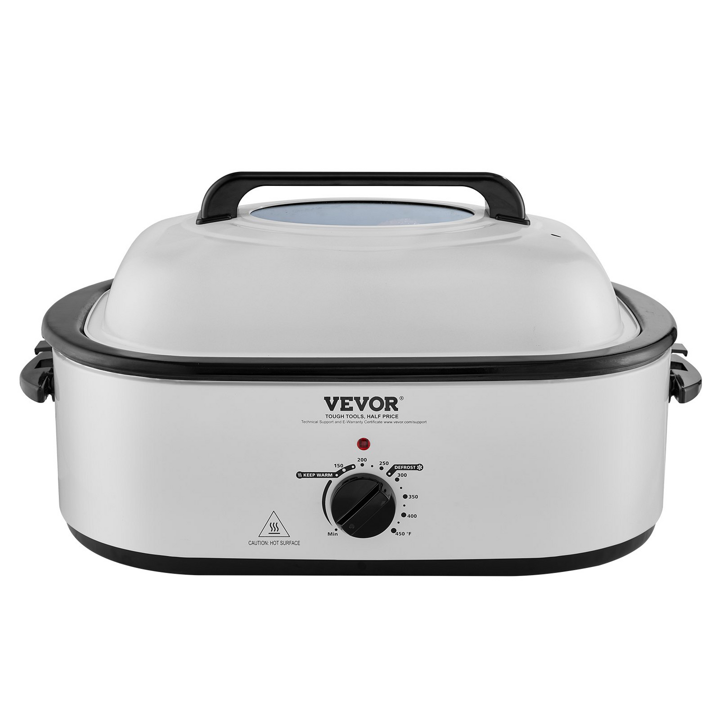 VEVOR Electric Roaster Oven, 22 QT Turkey Roaster Oven with Self-Basting Lid, 1450W Roaster Oven with Defrost & Warm Function, Adjustable Temp, Removable Pan & Rack, Fits Turkeys Up to 26LBS, White