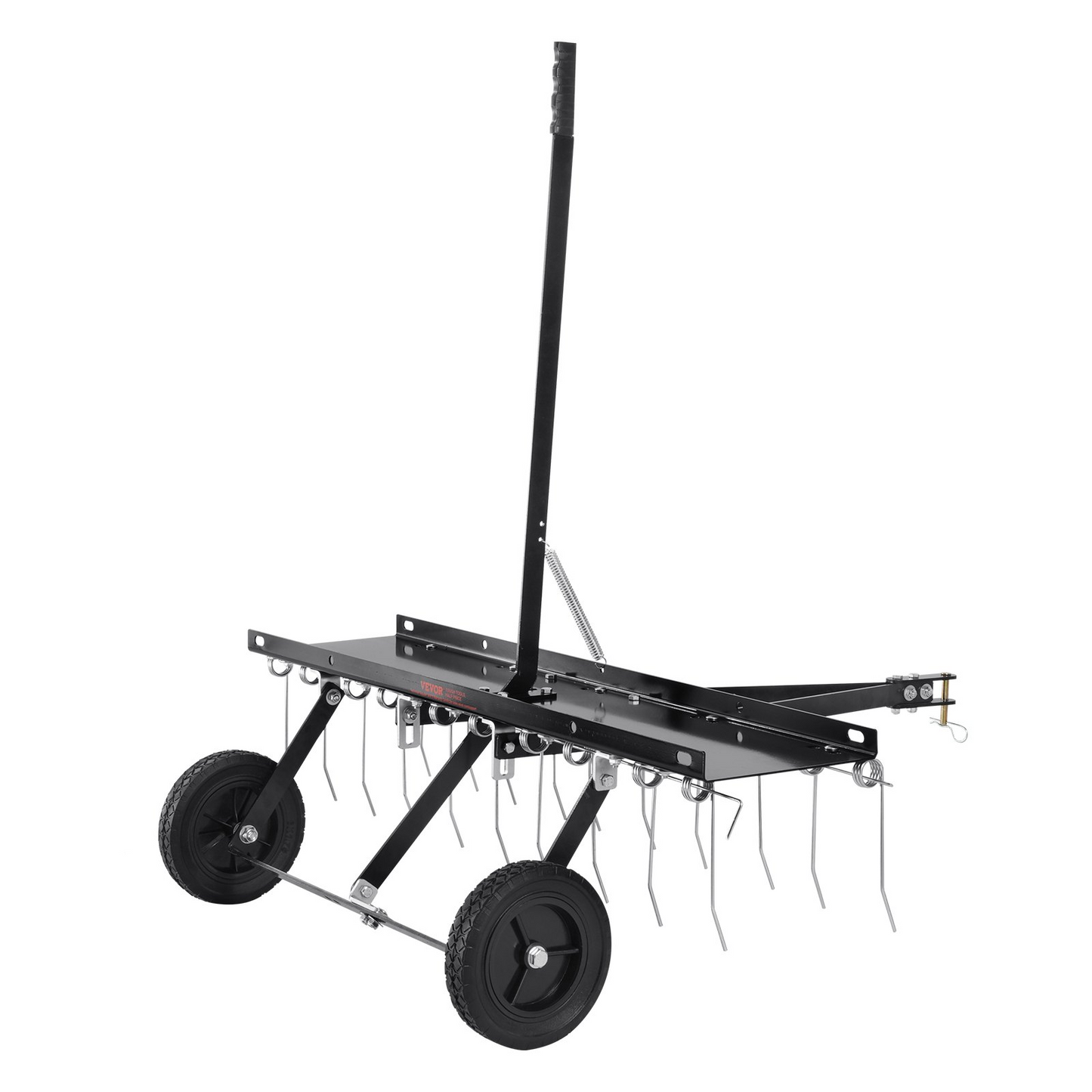 VEVOR Tow Behind Dethatcher, 40-inch Tow Dethatcher with 20 Spring Steel Tines, Lawn Dethatcher Rake for ATV or Mower, Tow Behind Lawn Rake with Lift Handle for Garden Farm Grass