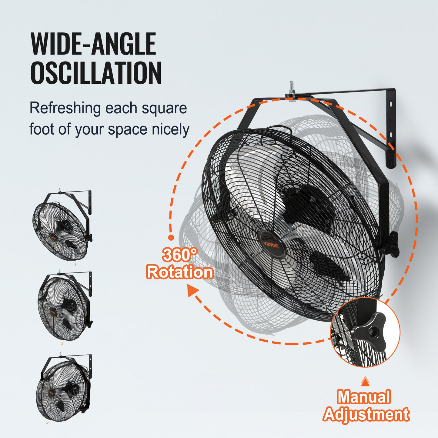 VEVOR Wall Mount Fan, 2 PCS 18 inch Manual 360-Degree Tilt Adjustment, 3-speed High Velocity Max. 4000 CFM Industrial Wall Fan for Indoor, Commercial, Warehouse, Workshop, Basement, Garage