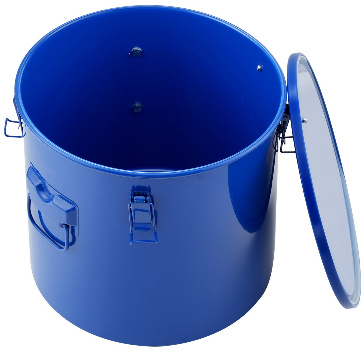 VEVOR Fryer Grease Bucket, 10 Gal Oil Disposal Caddy Carbon Steel Fryer Oil Bucket with Rust-Proof Coating, Oil Transport Container with Lid, Lock Clips, Filter Bag for Hot Cooking Oil Filtering, Blue
