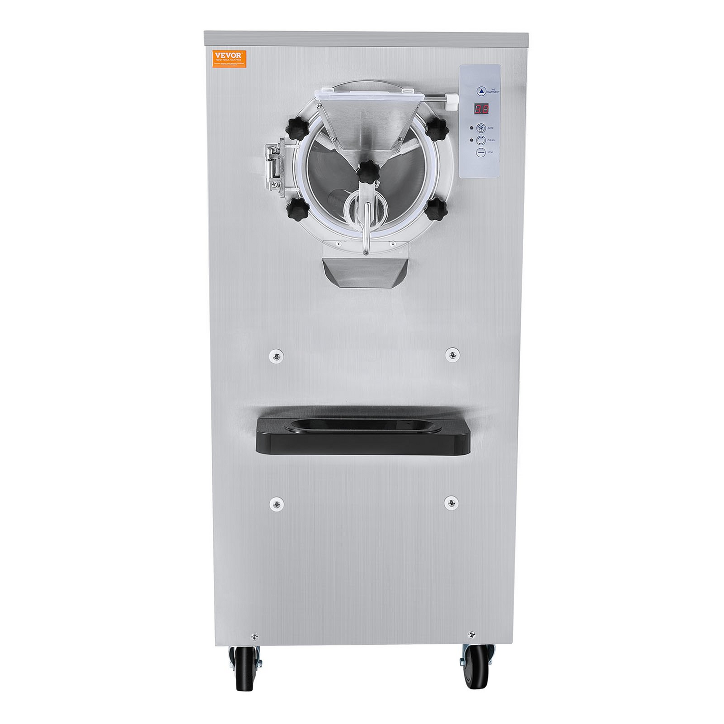 VEVOR Commercial Ice Cream Machine, 20-25L/H Yield, 2400W 1-Flavor Hard Serve Ice Cream Maker, 8L Stainless Steel Cylinder, Digital Display Auto Clean Adjustable Hardness, for Restaurant Snack Bars
