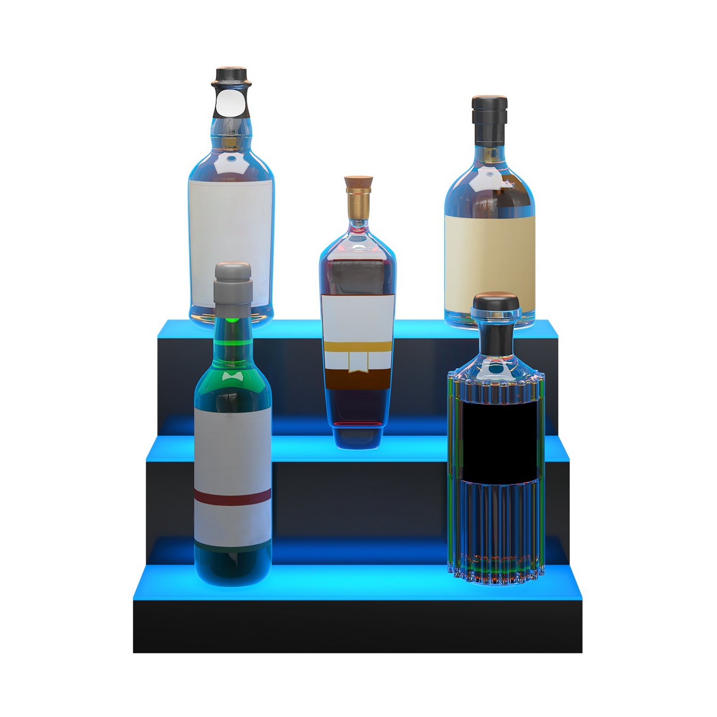 VEVOR LED Lighted Liquor Bottle Display Bar Shelf RF & App Control 16" 3-Step