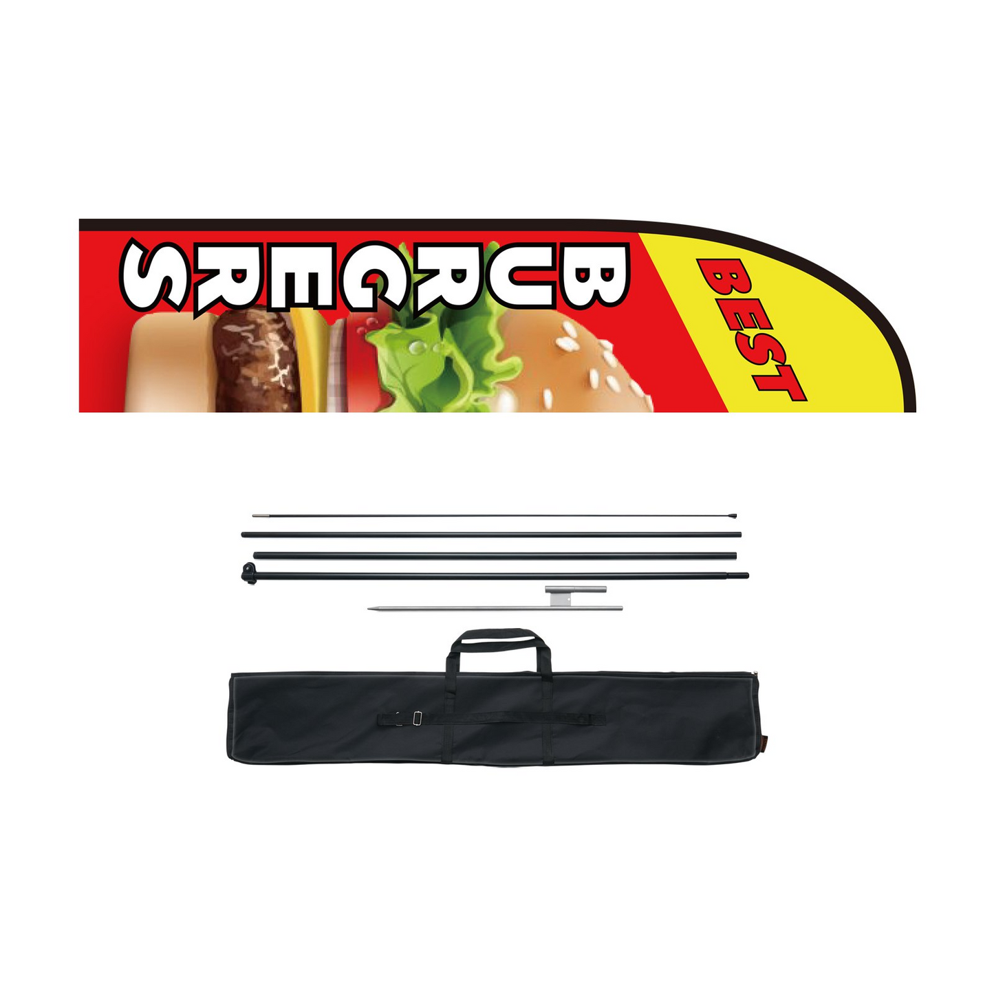 VEVOR Burger Restaurant Advertising Feather Flag Kit Swooper Flag Poles 16.3 FT