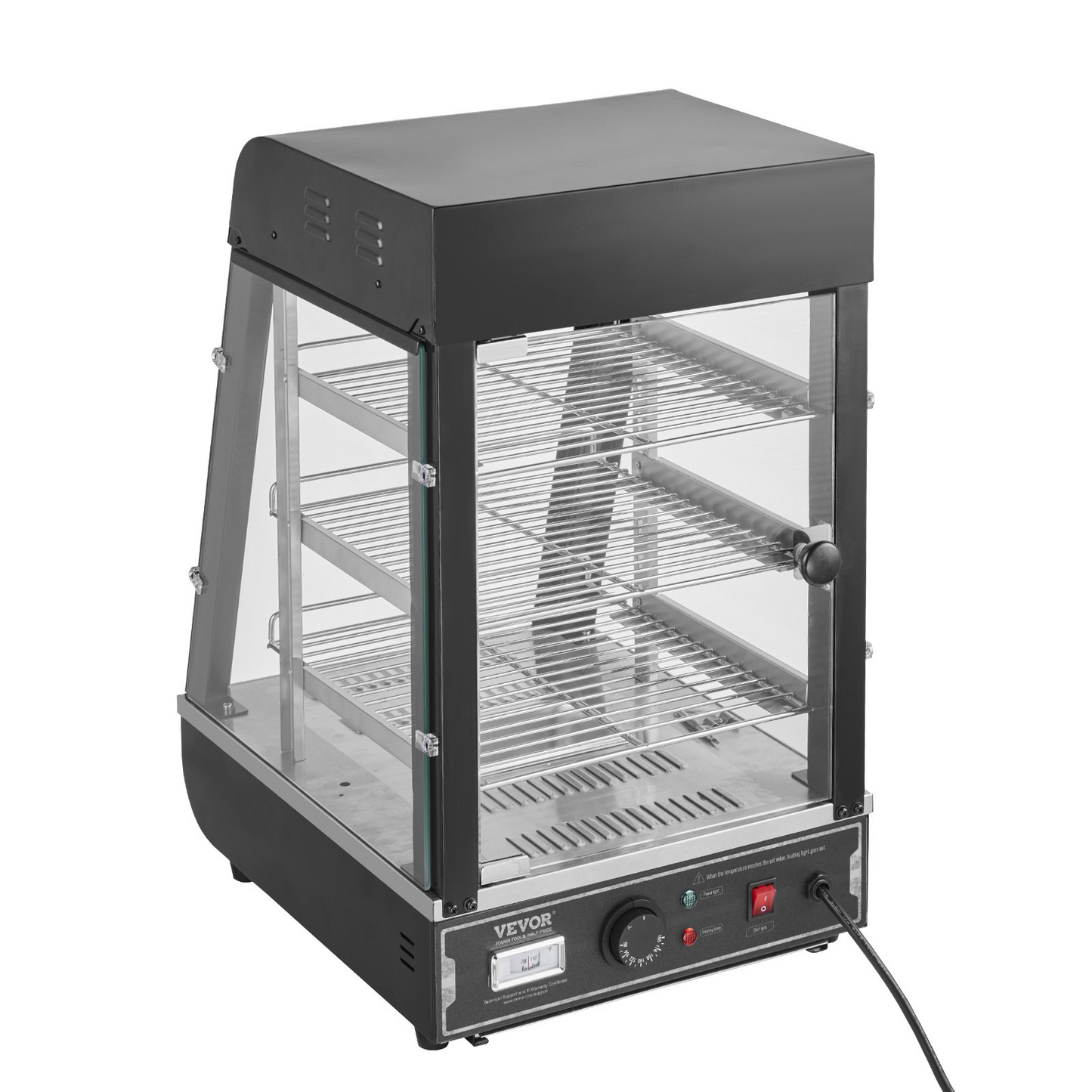 VEVOR 3-Tier Commercial Food Warmer Display Countertop Pizza Cabinet with Light