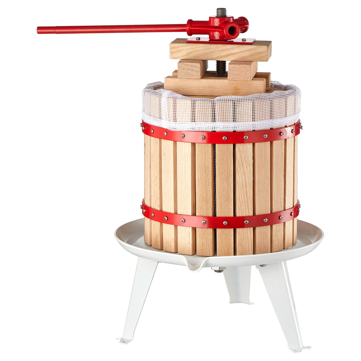 VEVOR Fruit Wine Press Manual Press for Wine Making 3.2 Gal/12L Wood Basket