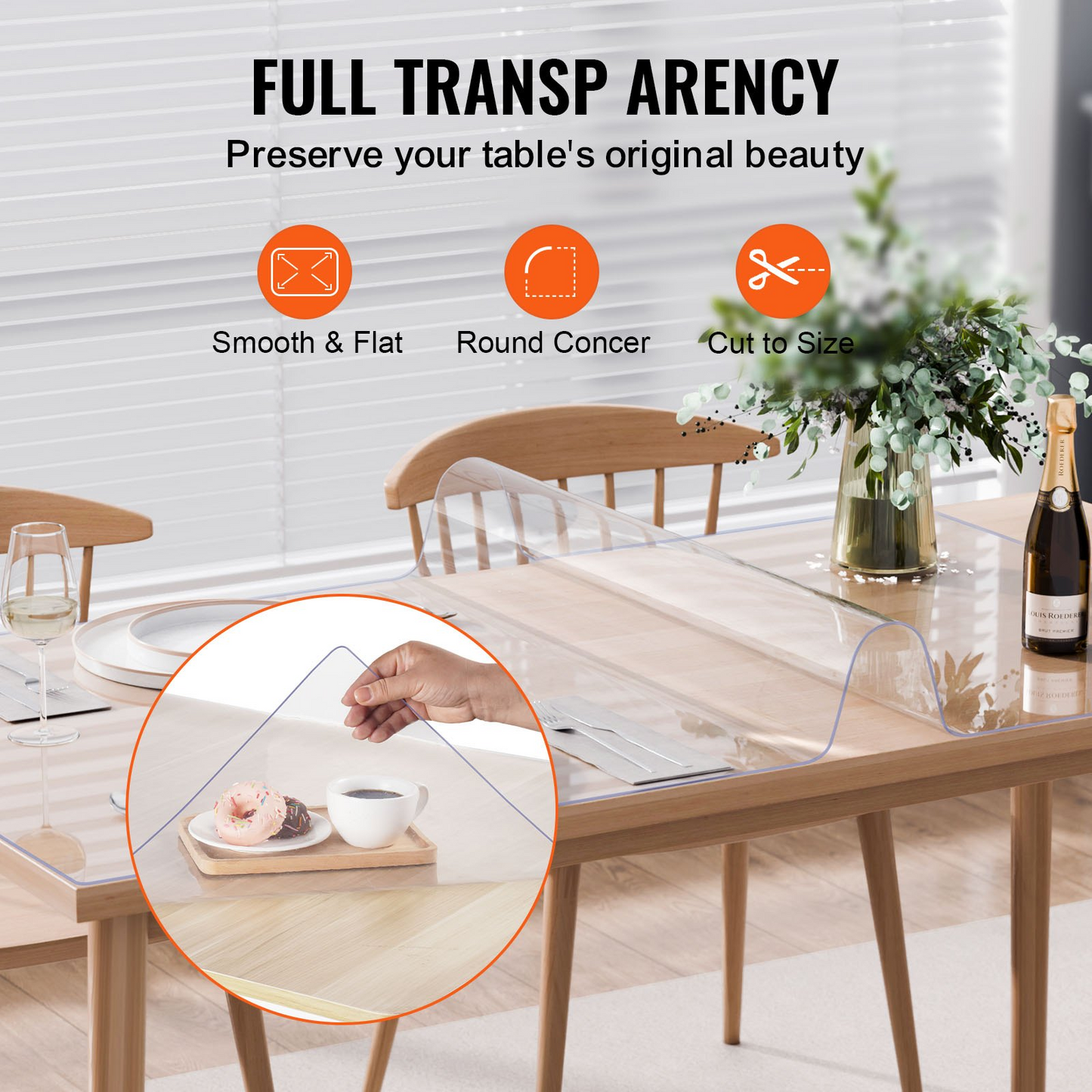 VEVOR PVC Table Protector 40x80 Inch Clear Plastic Desk Protector 2.0mm Thick