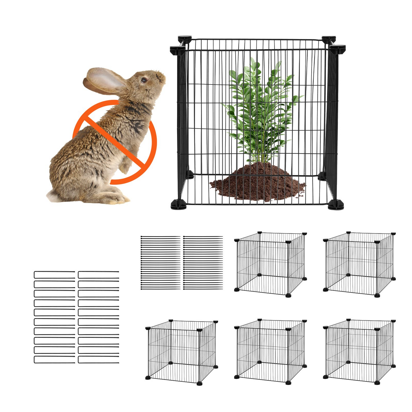 VEVOR 5 Pack Plant Protector from Animals 15.35'' x 15.35'' Metal Plant Cage