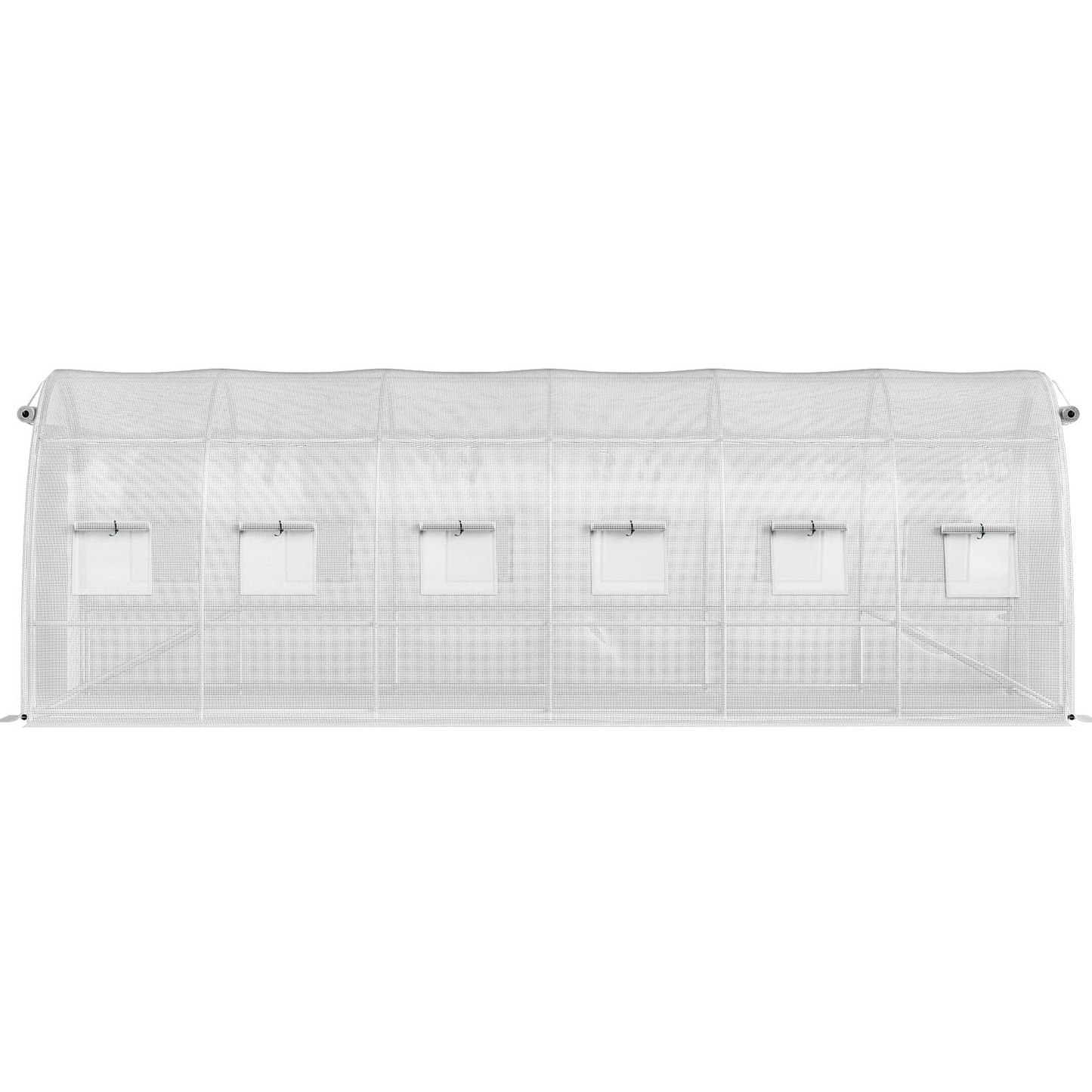 VEVOR Walk-in Tunnel Greenhouse, 20 x 10 x 7 ft Portable Plant Hot House w/ Galvanized Steel Hoops, 3 Top Beams, Diagonal Poles, 2 Zippered Doors & 12 Roll-up Windows, White