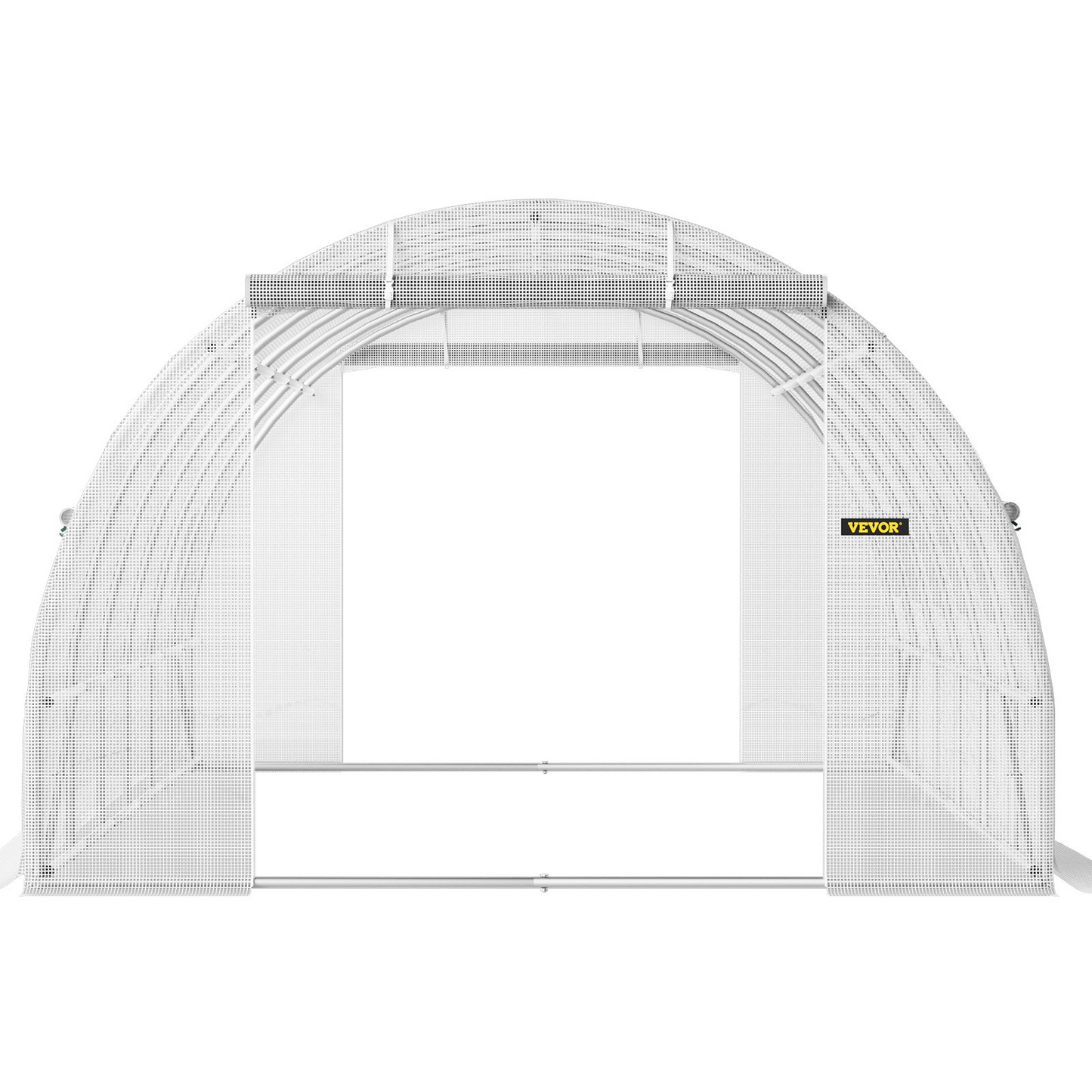 VEVOR Walk-in Tunnel Greenhouse, 20 x 10 x 7 ft Portable Plant Hot House w/ Galvanized Steel Hoops, 3 Top Beams, Diagonal Poles, 2 Zippered Doors & 12 Roll-up Windows, White