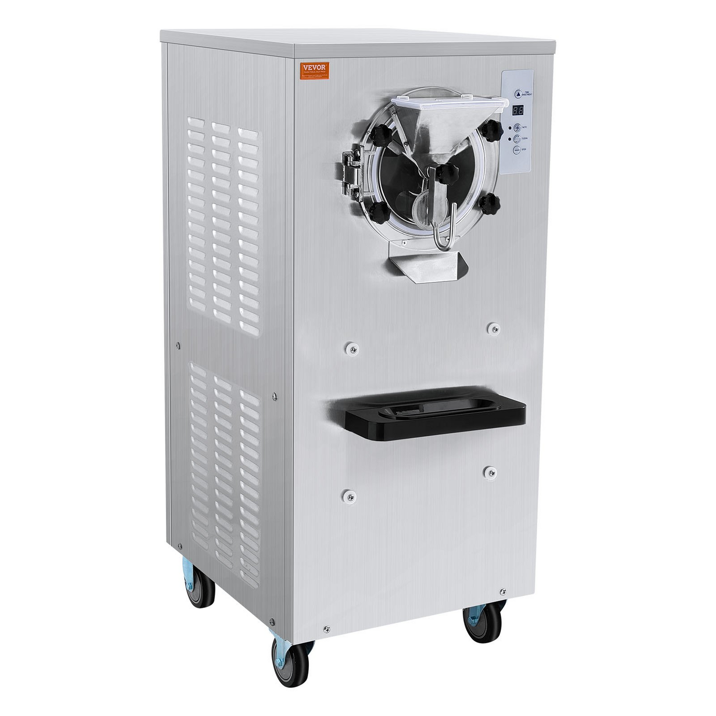 VEVOR Commercial Ice Cream Machine, 20-25L/H Yield, 2400W 1-Flavor Hard Serve Ice Cream Maker, 8L Stainless Steel Cylinder, Digital Display Auto Clean Adjustable Hardness, for Restaurant Snack Bars