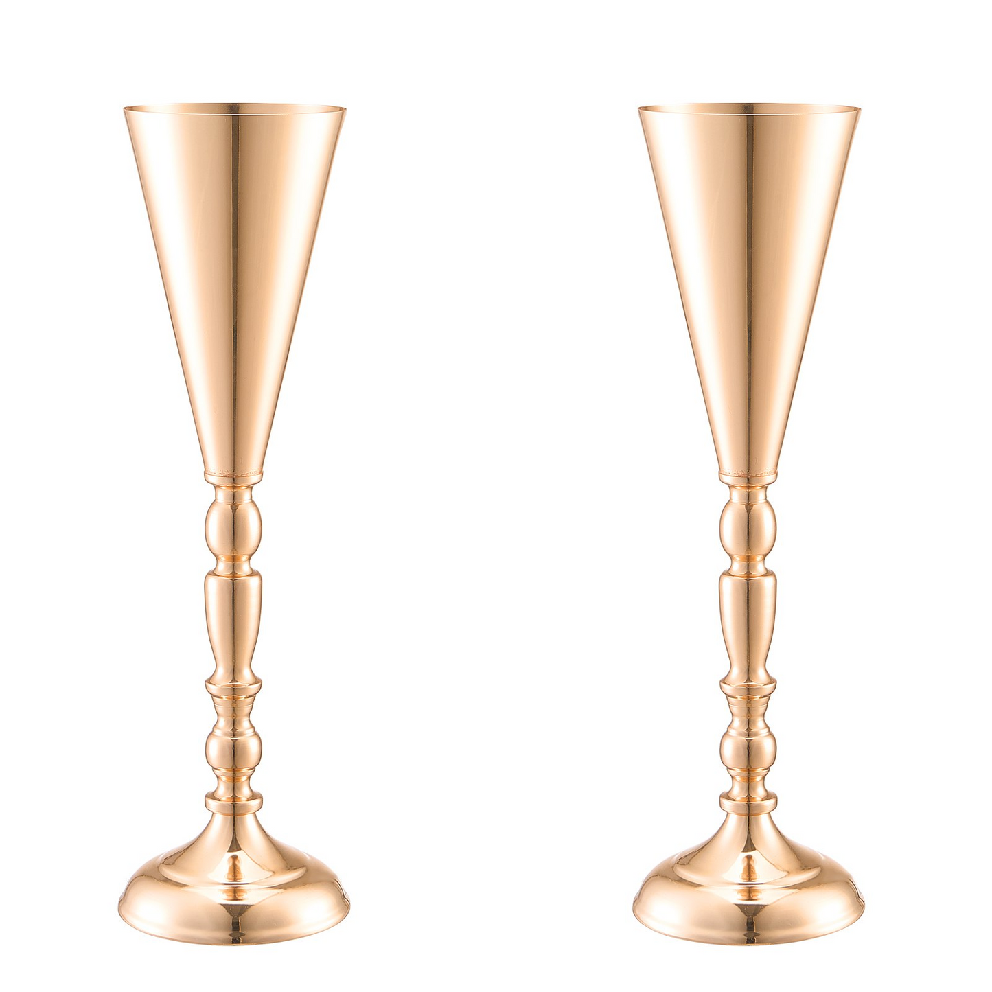 VEVOR 10PCS 43cm/16.9” Tall Wedding Flower Vase Metal Gold Trumpet for Tables