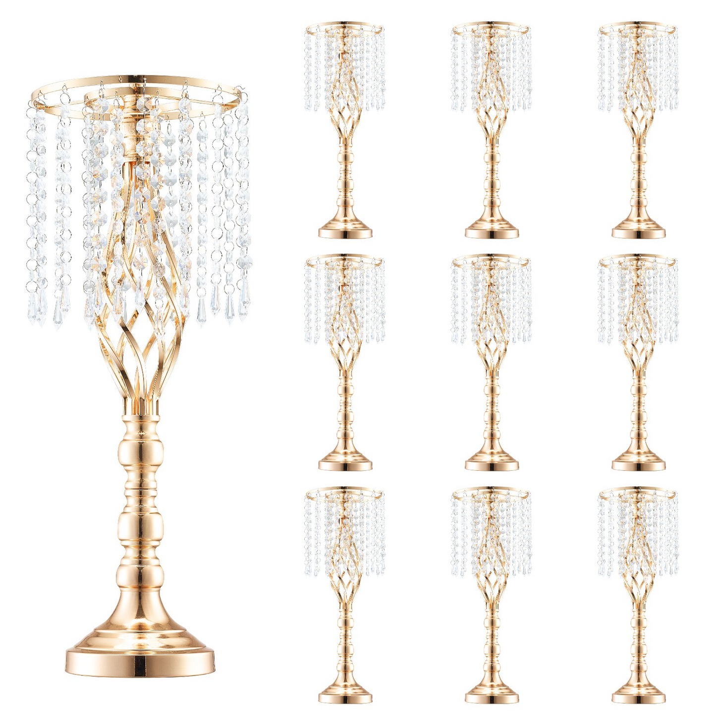 VEVOR 10PCS 55cm/21.65” Tall Crystal Wedding Flower Stand Vase for Party Decor