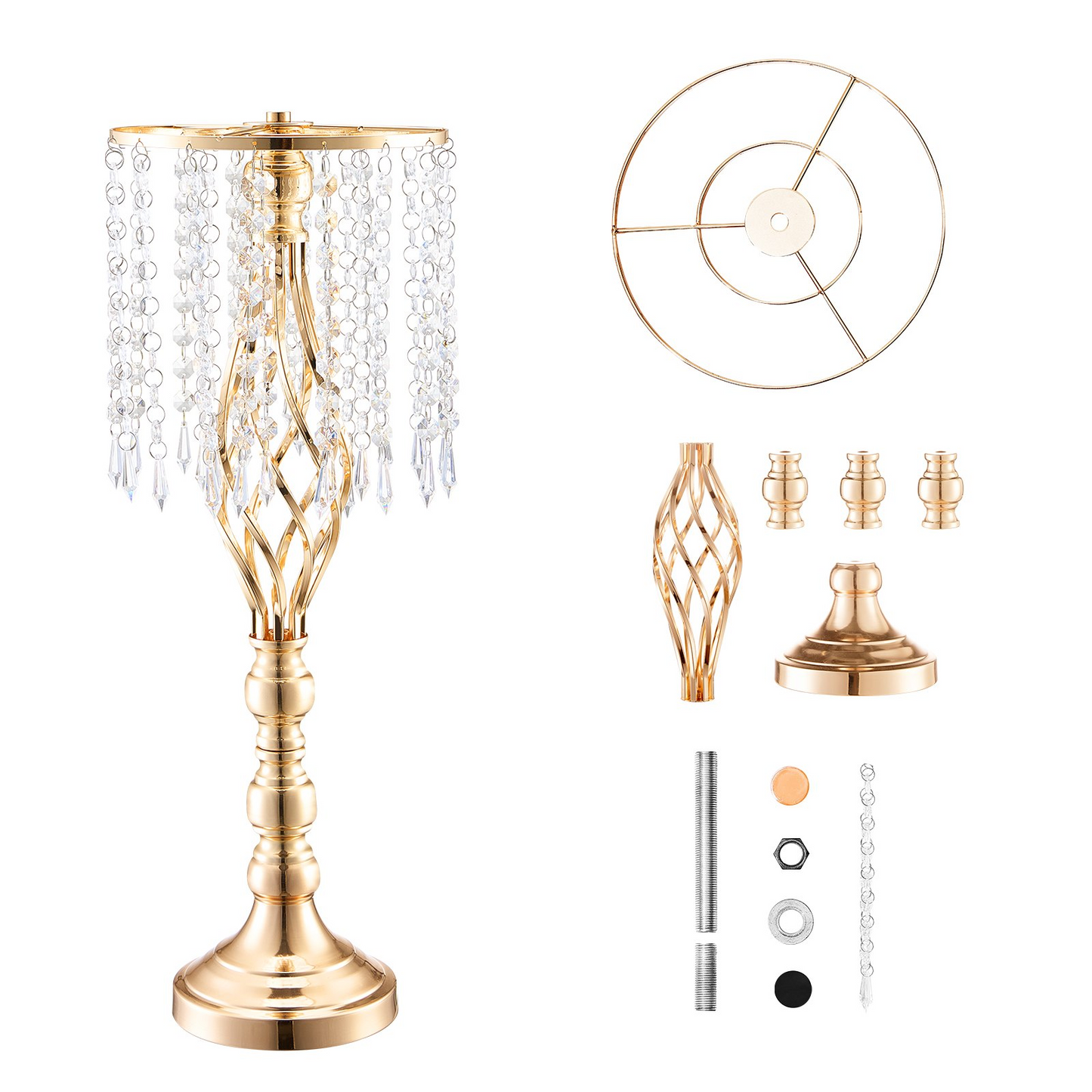 VEVOR 2PCS 55cm/21.65” Tall Crystal Wedding Flower Stand Vase for Party Decor
