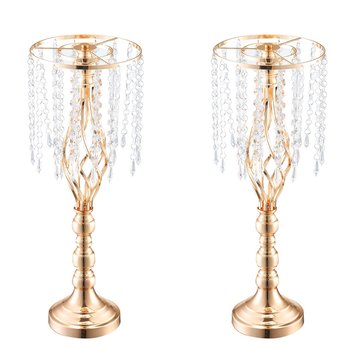VEVOR 2PCS 55cm/21.65” Tall Crystal Wedding Flower Stand Vase for Party Decor