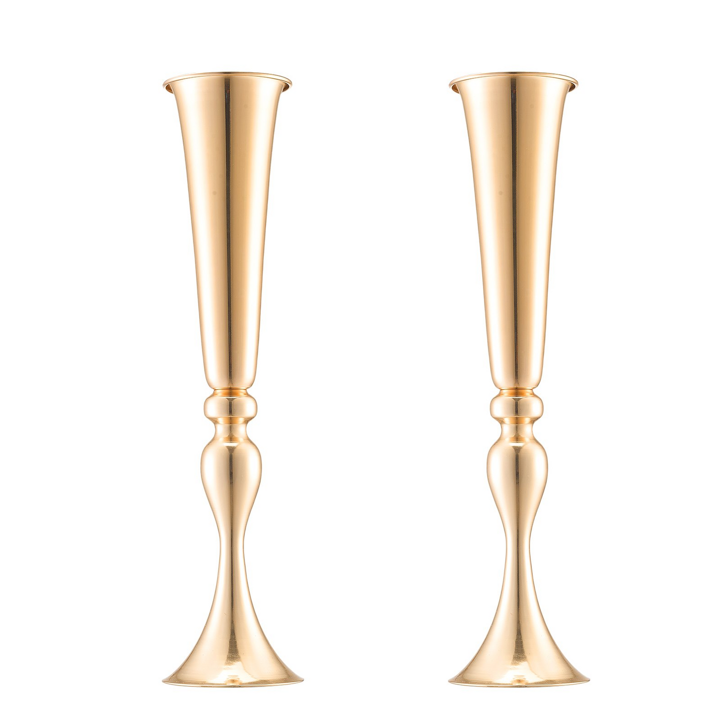 VEVOR 2PCS 56cm/22.05” Tall Wedding Flower Vase Metal Gold Trumpet for Tables
