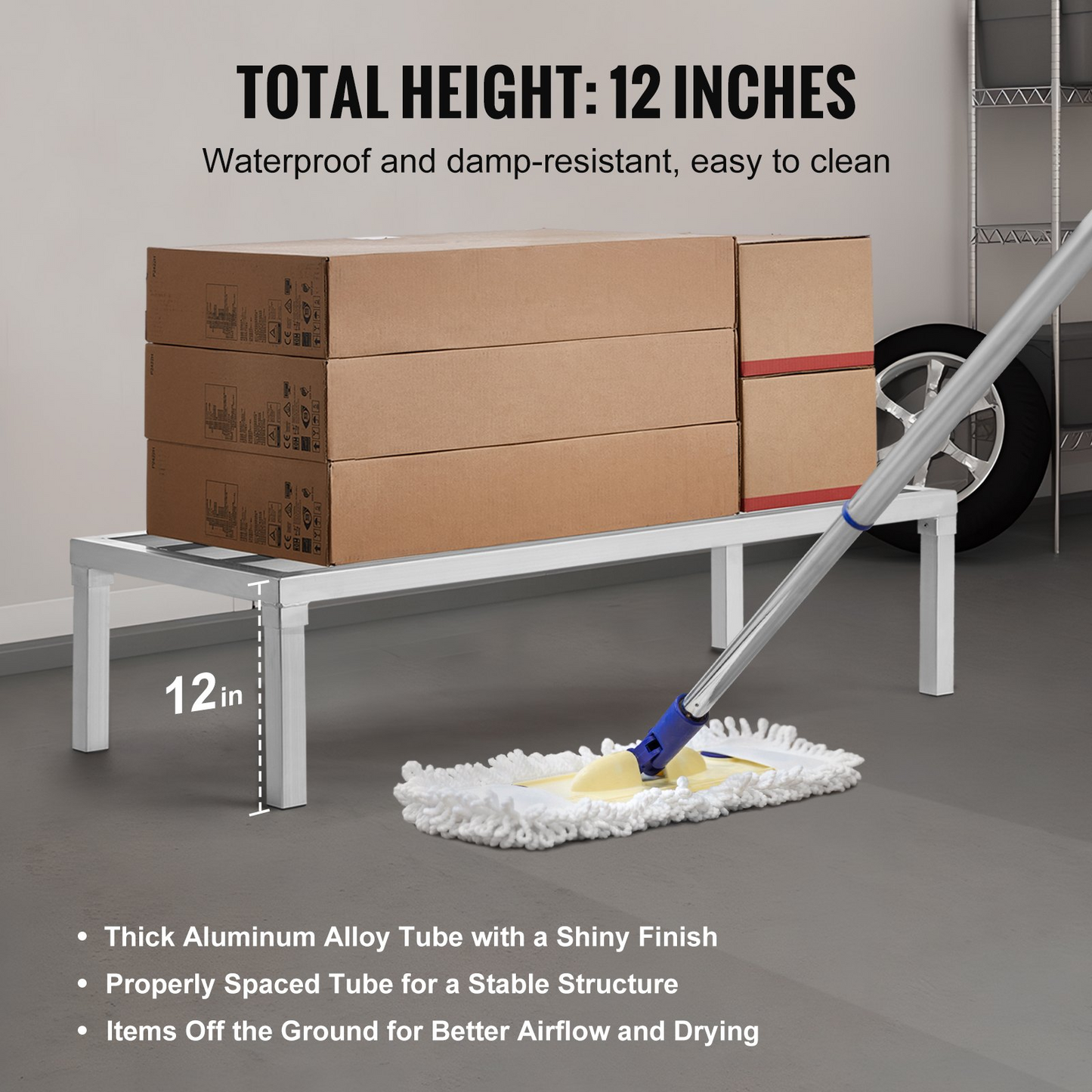 VEVOR Aluminum Dunnage Rack Stationary Dunnage Rack 48” x 20” x 12” Storage Rack