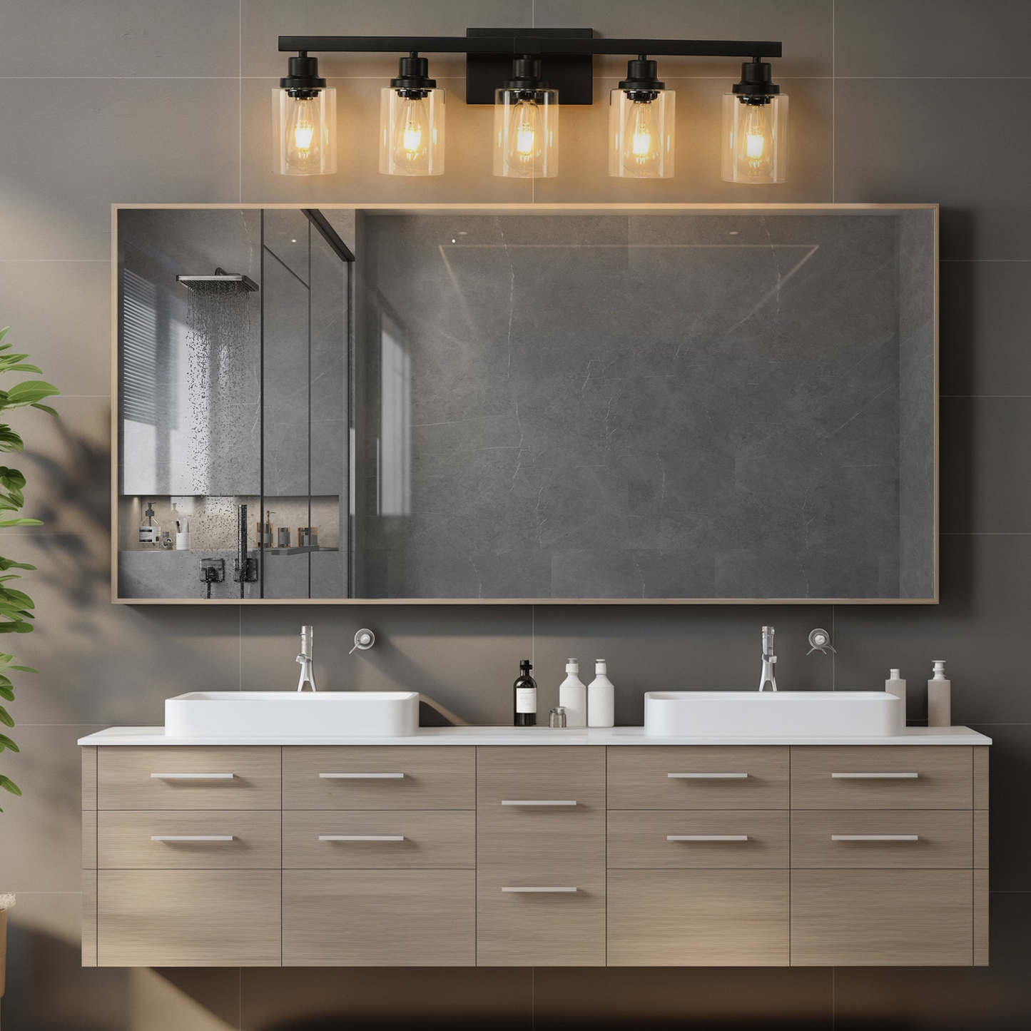 5-Lights Farmhouse Vanity Lights Fixture Rustic Bathroom Light Fixture Bathroom Sconce (Without Bulbs)