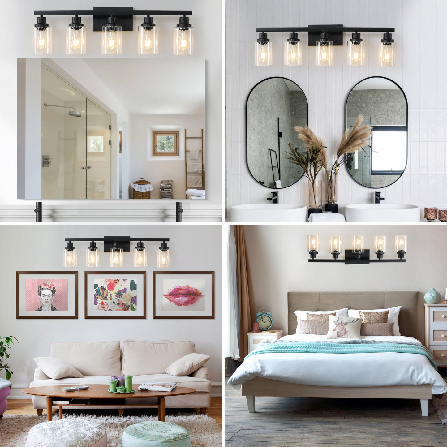 5-Lights Farmhouse Vanity Lights Fixture Rustic Bathroom Light Fixture Bathroom Sconce (Without Bulbs)