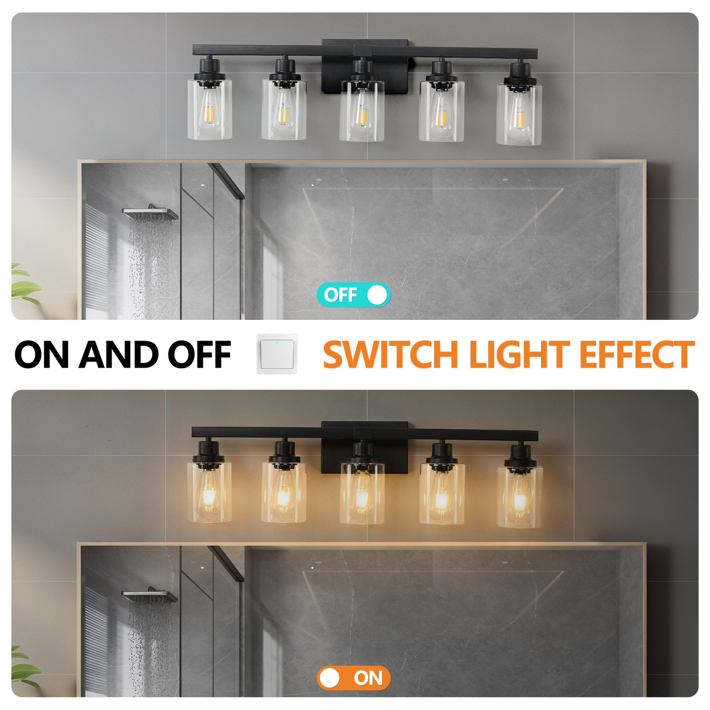 5-Lights Farmhouse Vanity Lights Fixture Rustic Bathroom Light Fixture Bathroom Sconce (Without Bulbs)