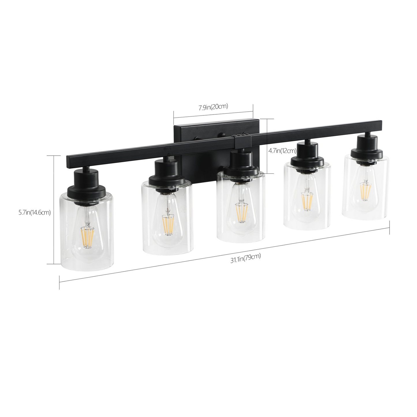 5-Lights Farmhouse Vanity Lights Fixture Rustic Bathroom Light Fixture Bathroom Sconce (Without Bulbs)