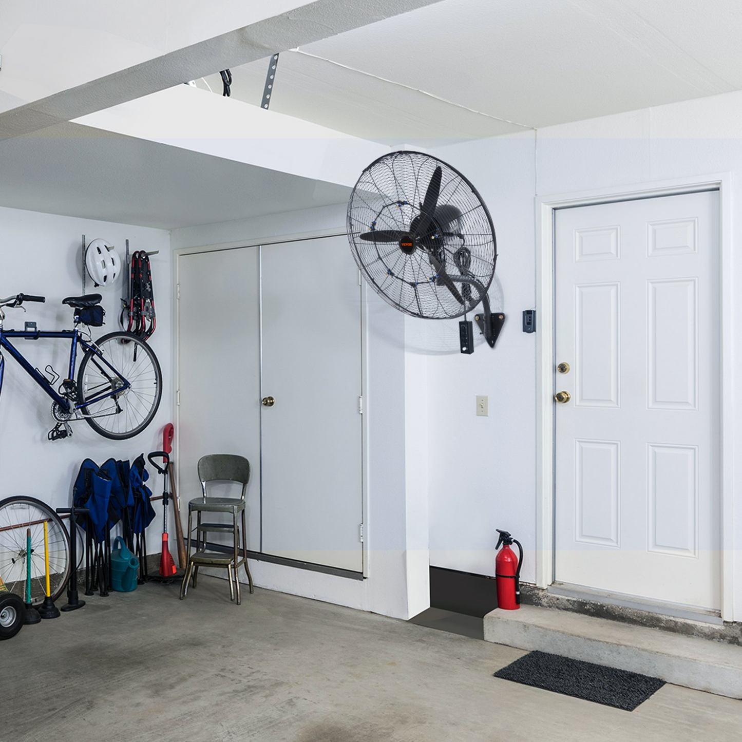 VEVOR Wall-Mount Misting Fan, 30 Inch, 3-speed High Velocity Max. 9500 CFM, Waterproof Oscillating Industrial Wall Fan, Commercial or Residential for Warehouse, Greenhouse, Workshop, Black, ETL Listed