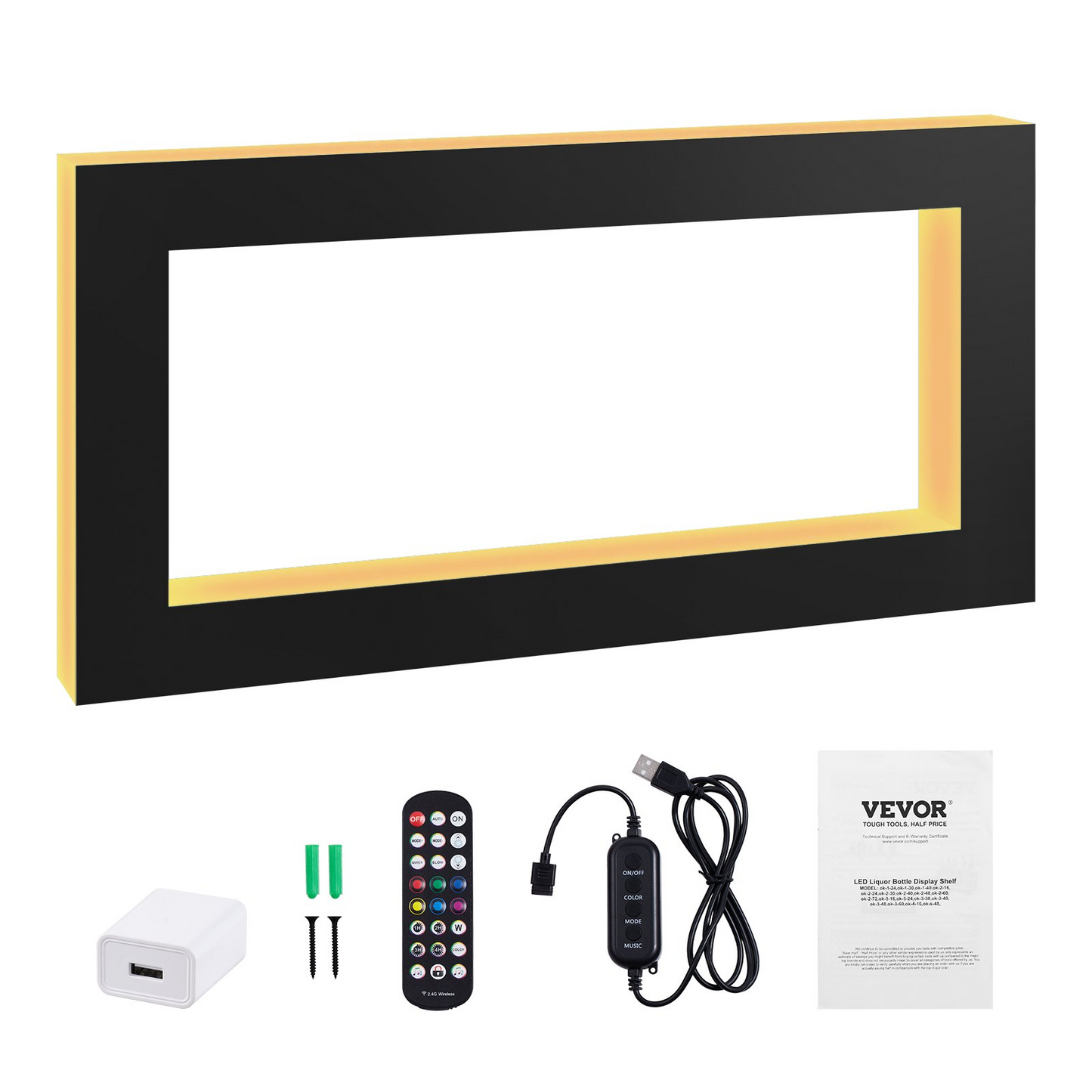 VEVOR LED Lighted Liquor Bottle Display Bar Shelf RF & App Control 48" Square