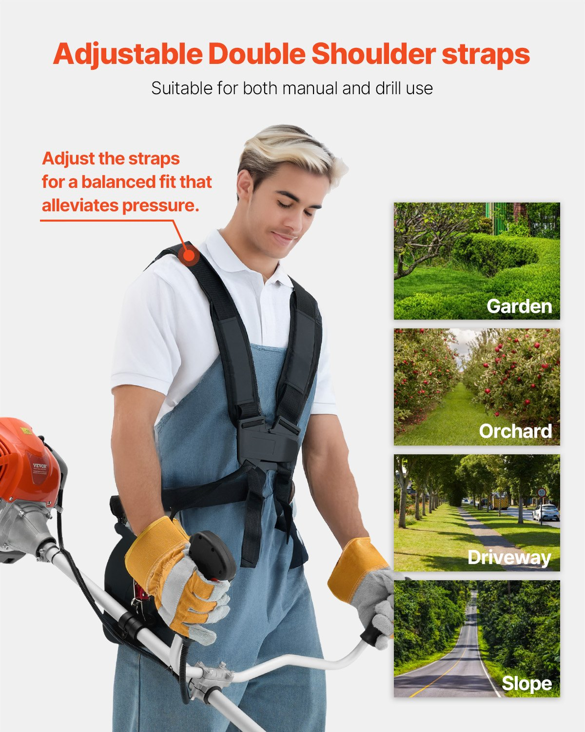 Cordless String Trimmer 16.9" 51.7CC Gas Powered Grass Trimmer
