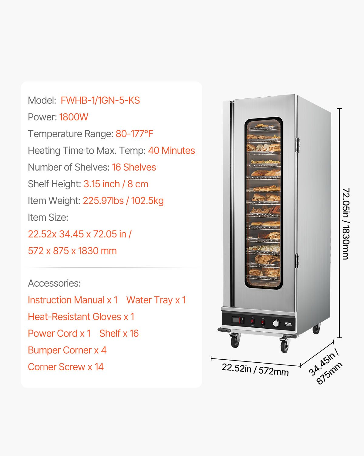 Hot Box Food Warmer 16-Tier Concession Warming Cabinet with Water Tray for Pizza