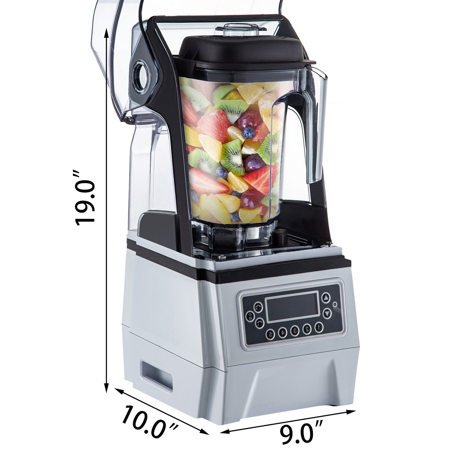 VEVOR 110V Commercial Smoothie Blenders, 1.5L/50.7oz 1500W Countertop Silent Blender w/ 3-Side Silica Gel Sound Shield, Quiet Blender Self-Cleaning Includes Multifunctional 2-in-1 Wet Dry Blades White